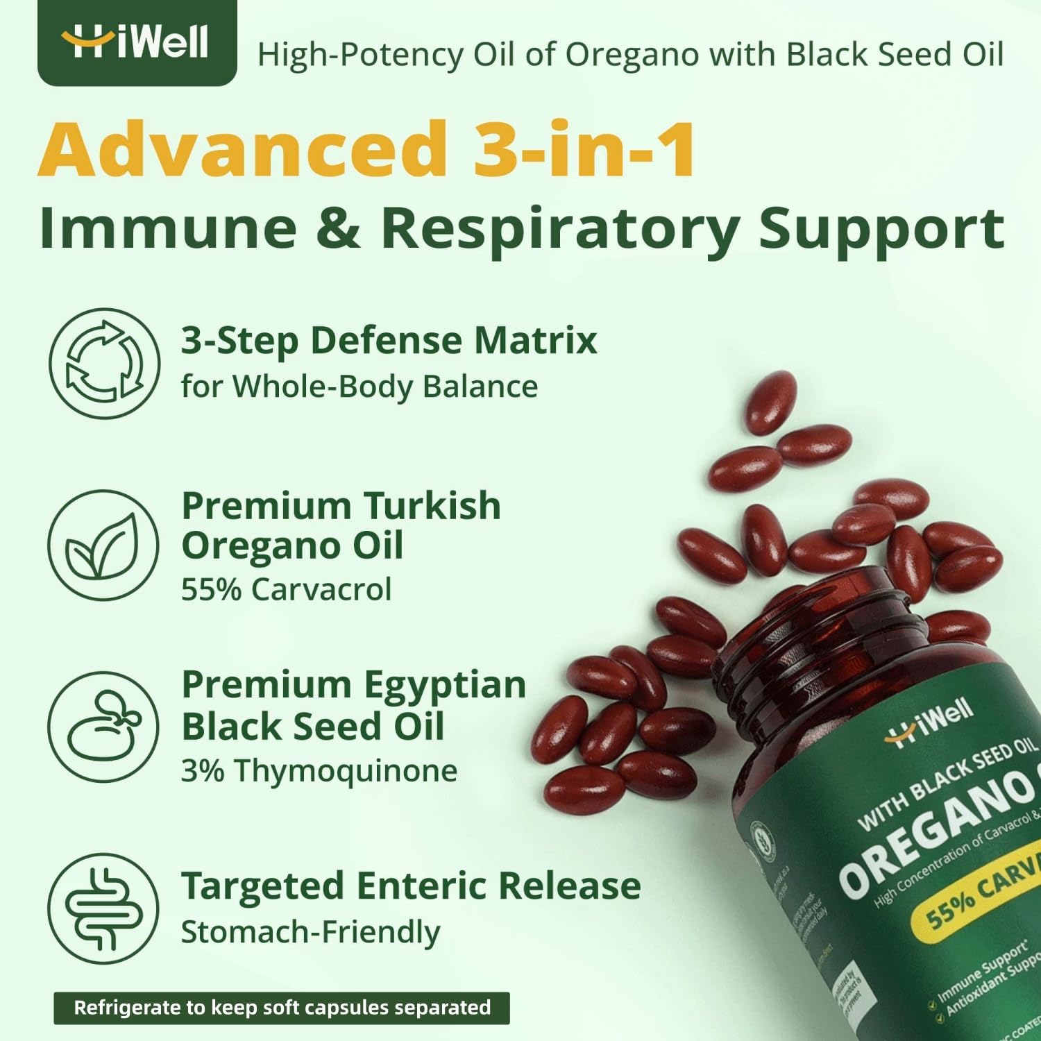 Oil of Oregano with Black Seed Oil, 55% Carvacrol, 120 Softgels — Amazon image 2