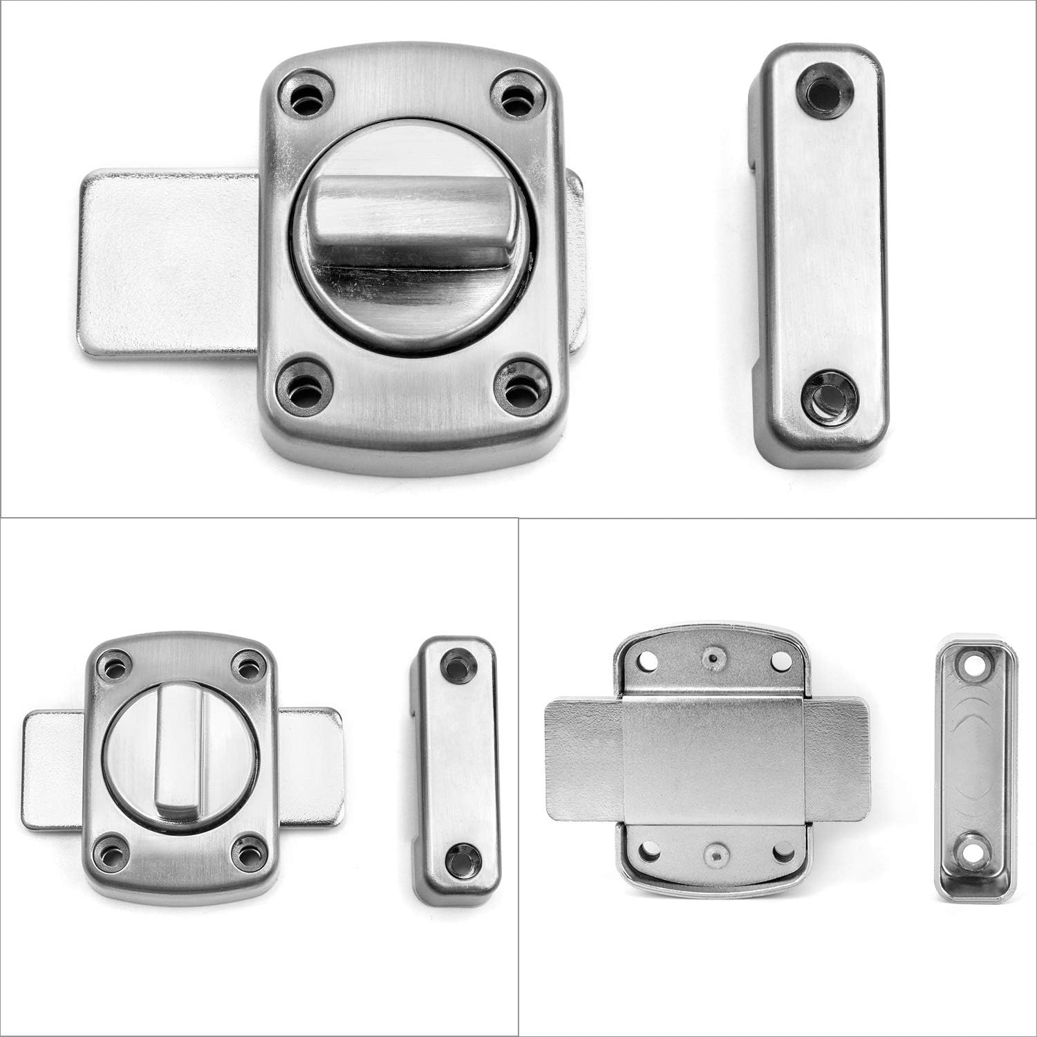 QWORK® Rotate Bolt Latch Lock Stainless Steel Gate Bathroom Door Lock, Applicable to Various Doors, Silver 4 71Iz7A8273L. AC SL1500