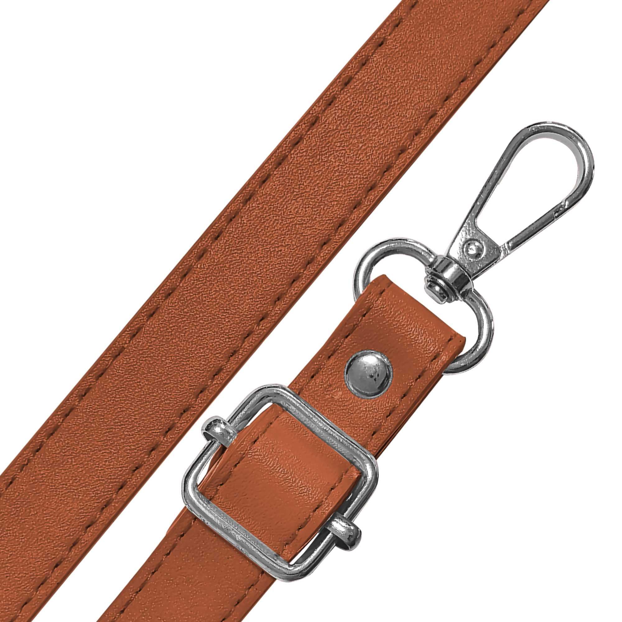 Gurt Band Schulterriemen für Damen Taschen Handtasche - Braun - Farbe Metallteile Silber - Länge verstellbar 70-128 cm - Breite 1,8 cm - Schultergurt Umhängetasche Trageriemen Riemen Umhängegurt