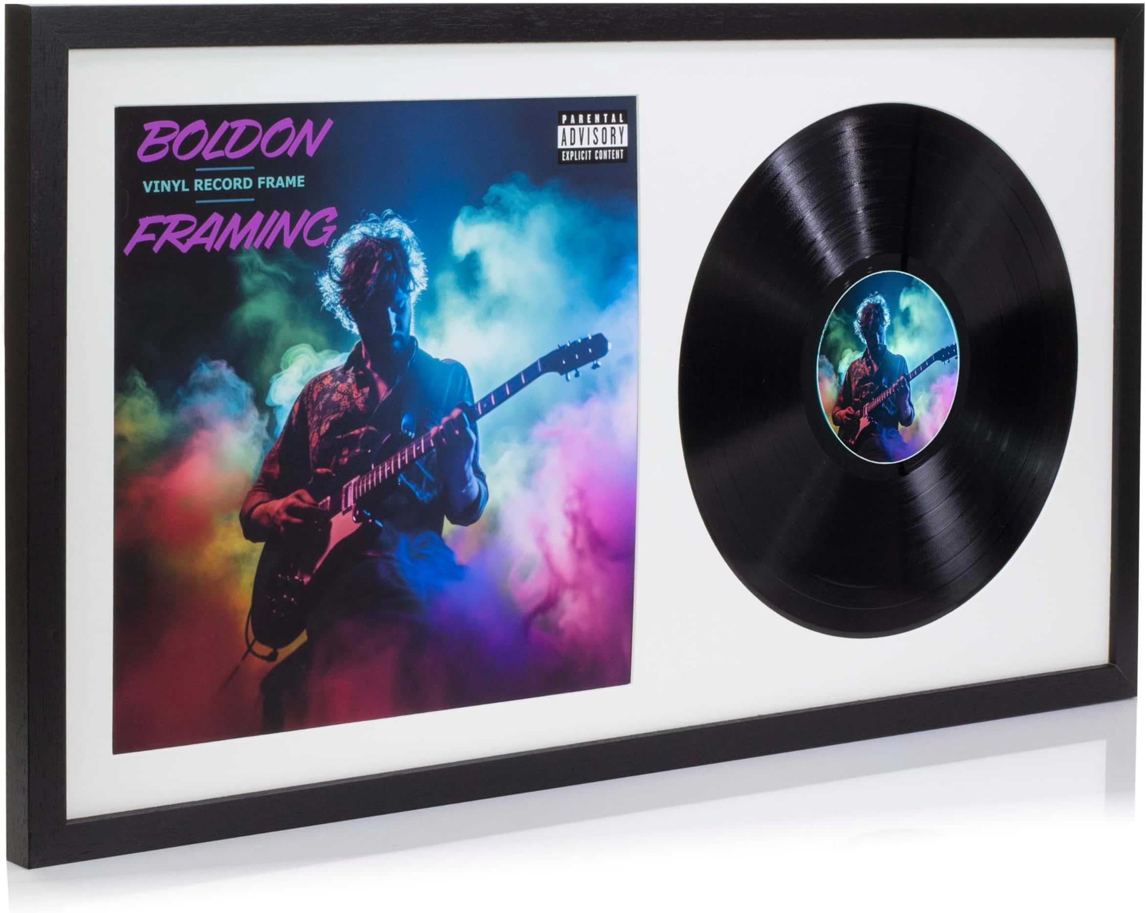 12" / 10" / 7" Double Vinyl LP Record and Album Cover Frame Memorabilia Wall Display (Matt Black, 7")