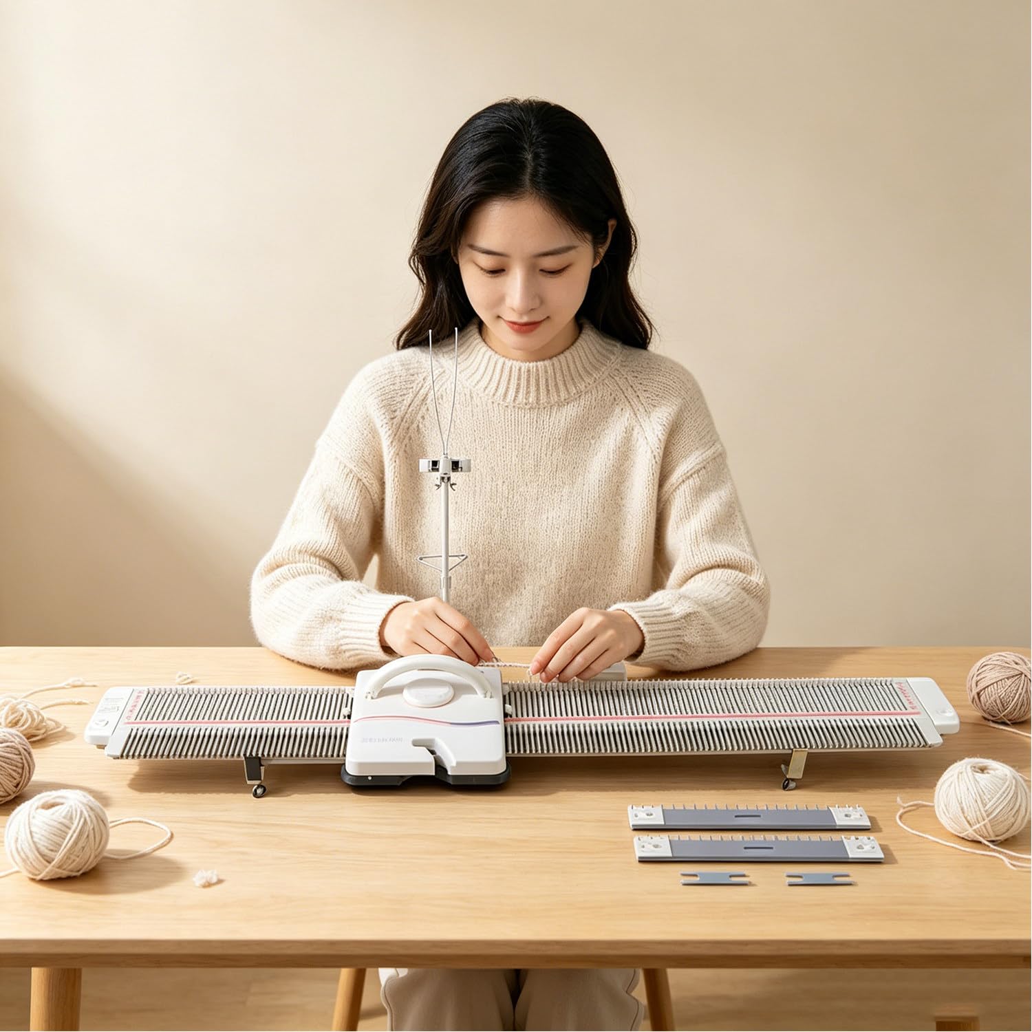 DHMYDPDZ Plastic Knitting Machine Hand Sweater Knitting Machine Kit for Kids and Adults, 150 Stitches Medium Gauge 6.5mm Automatic Knitting Machine Kit, Easy to Make Scarves and Hats