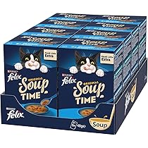 Purina Felix Soup Original Cibo Umido per Gatti con Merluzzo, Tonno e Platessa, 8 Confezioni con 48 Buste da 48g