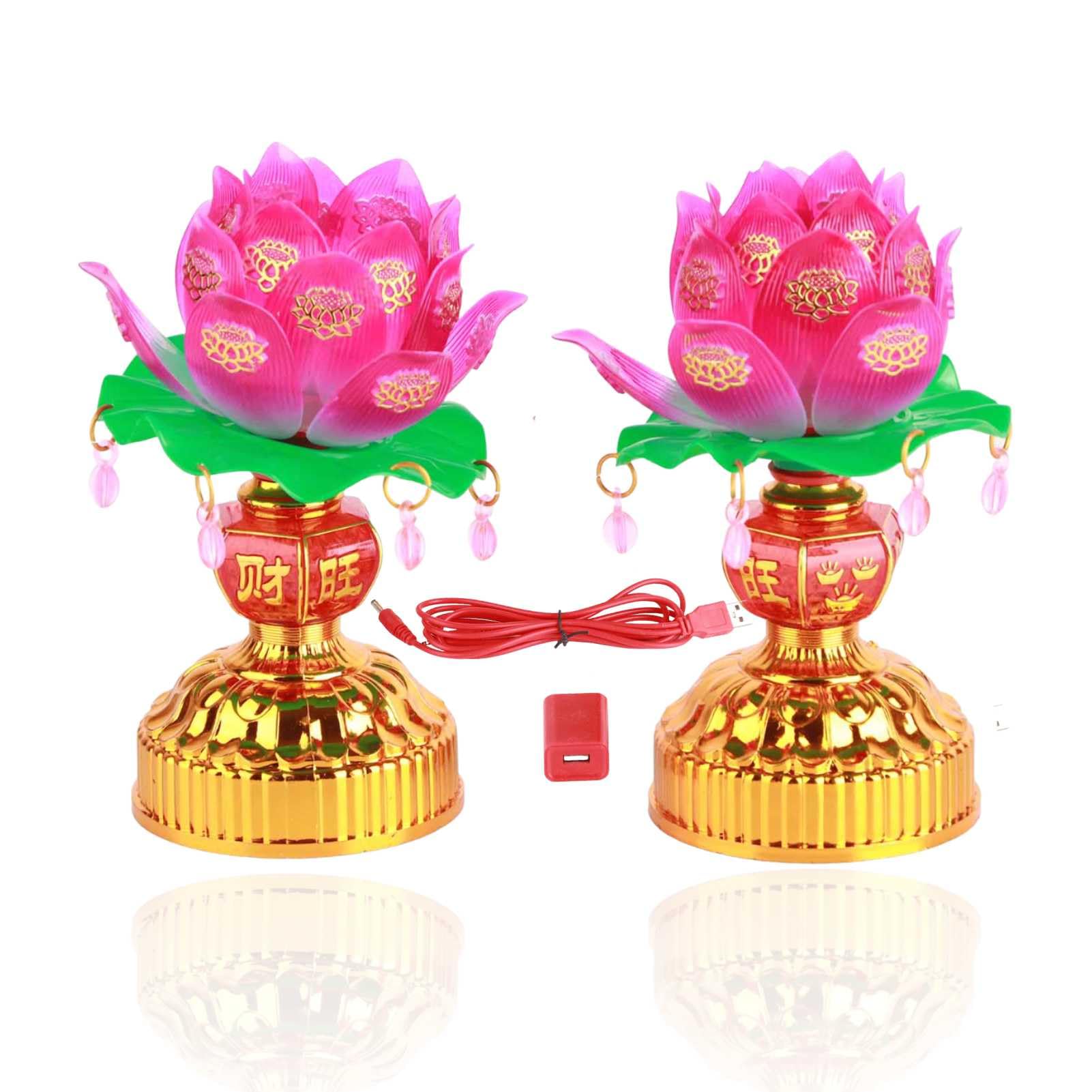 HERCHR Lotus Table Lamp Battery Powered LED Lotus Buddhist Lamp Vintage Decorative Cordless Light USB Powered Light Transmitting Engraving Pattern for Patio Indoors Outdoor