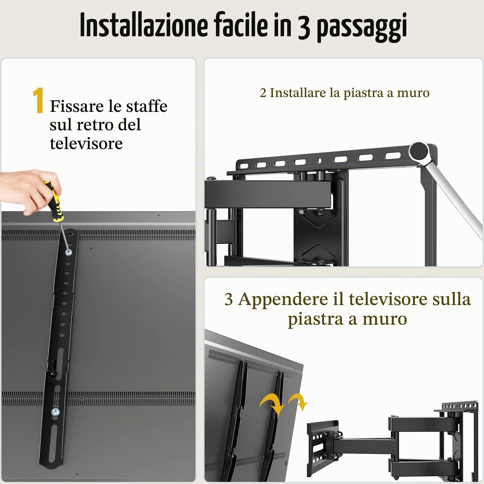 Mounting Dream Supporto TV Parete Girevole Inclinabile Staffa per Molti Televisori da 26-55 Pollici a Schermo Piatto a LED, LCD, OLED, Plasma Fino a 45kg, Max. VESA 400x400mm, MD2380-03