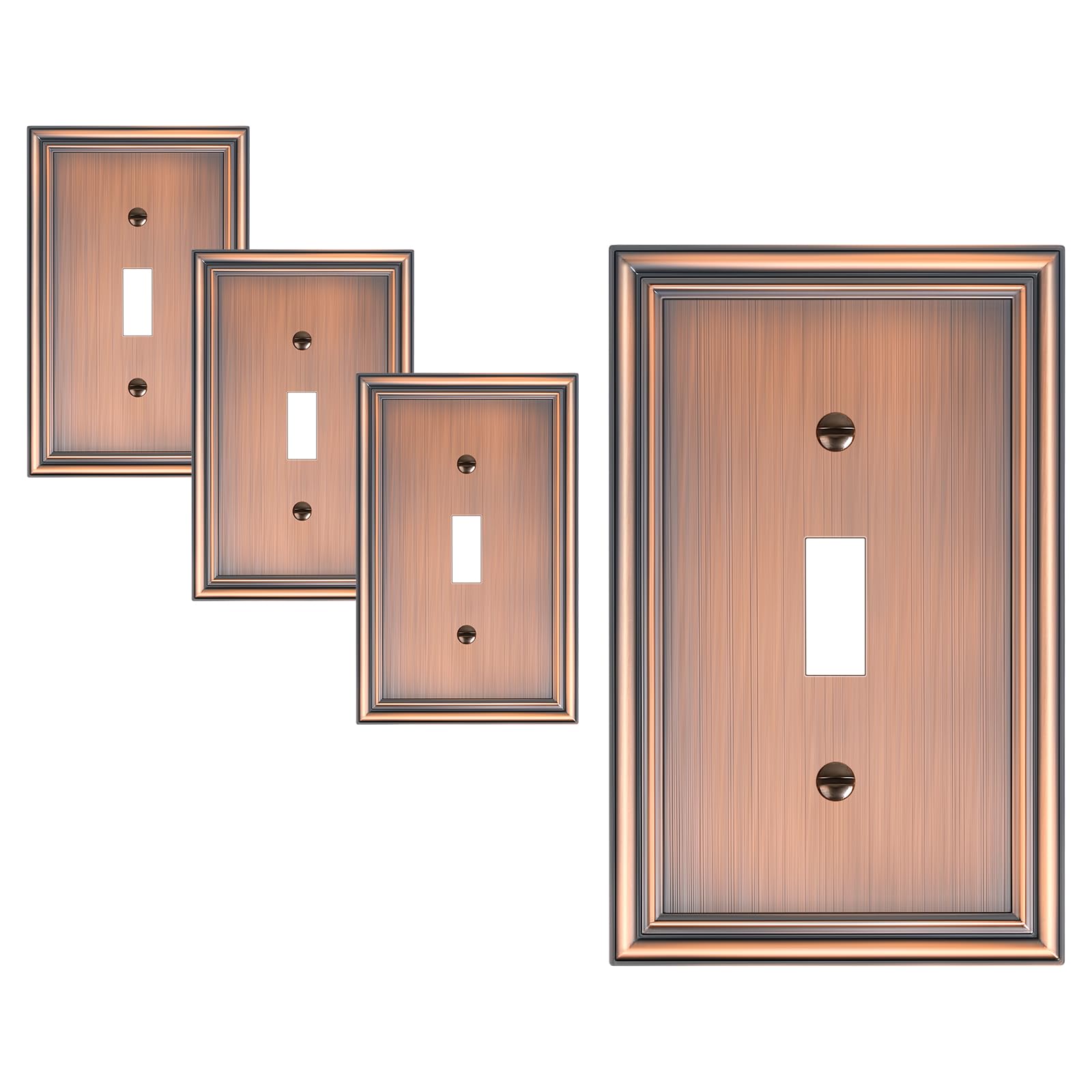 4-Pack Single Toggle Light Switch Cover Plate, Durable Solid Zinc Alloy Decorative Switch Plate Covers, Antique Copper 1 Gang Wall Plate, Corrosion Resistant