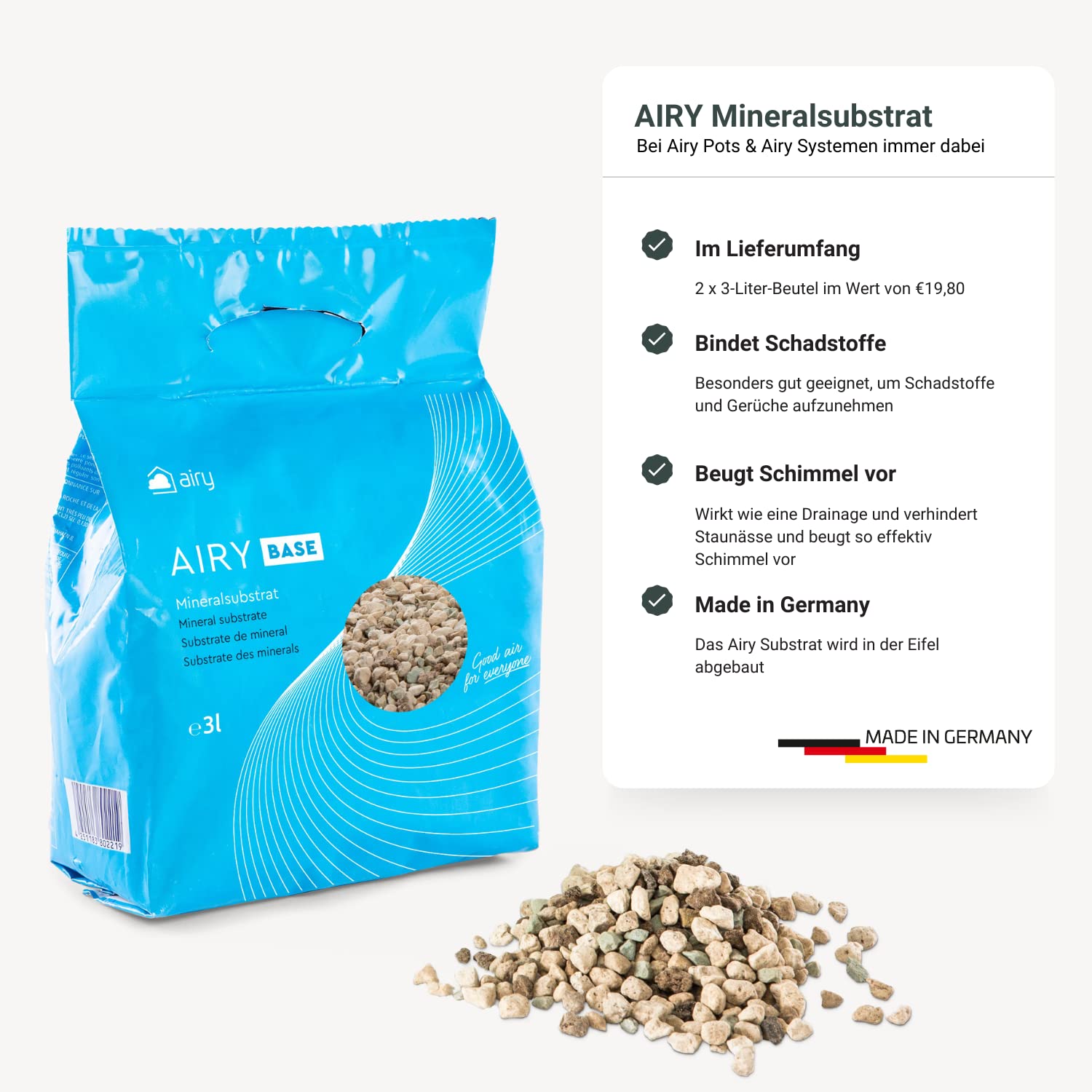 AIRY Sistema M (2303-603) • Purificador de aire natural • Filtra contaminantes, alérgenos y olores • Airy Pot M (antracita) incluye gran cáñamo arco y sustrato de 6 litros • Fabricado en Alemania.