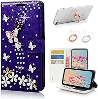 Vista 1 de STENES Bling - Funda tipo cartera compatible con iPod Touch 5/iPod Touch 6, elegante, 3D hecha a mano, S-Link, funda de piel con diseño de mariposas