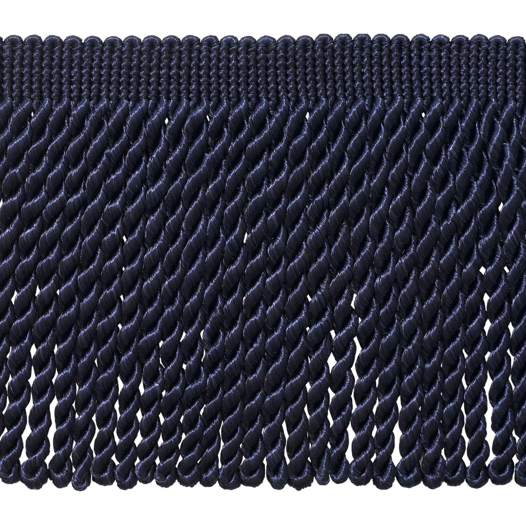 DÉCOPRO 15cm (6") Decorative Bullion Fringe Trim, Basic Collection, Traditional Satiny Finish BFS6, Dark Navy Blue # J3 (Dark Blue) Sold by The Yard (0.9m/3 ft/36)