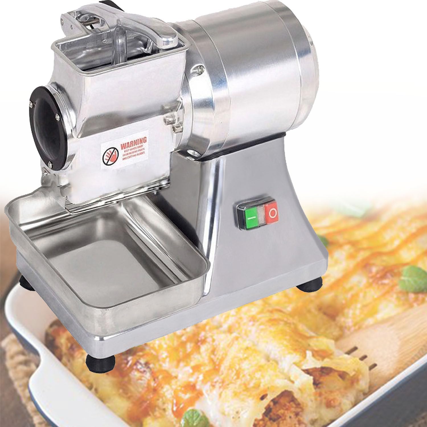 Rotary Cheese Grater,Electric Food Shredder with Stainless Steel Tray,High Output of 40kg/H,Health Safety and Low Noise,for Butter,Bread Bran Crumbs
