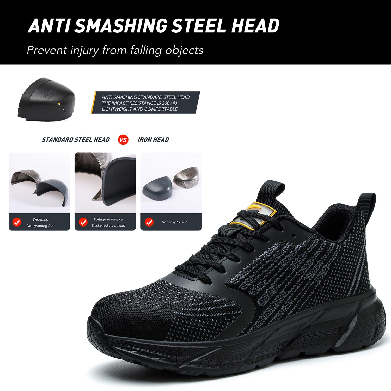 Lekkie buty ochronne, męskie i damskie, buty robocze, stalowy nosek, oddychające, buty ze stali nierdzewnej, sportowe, buty ochronne, rozmiar 36-45 EU