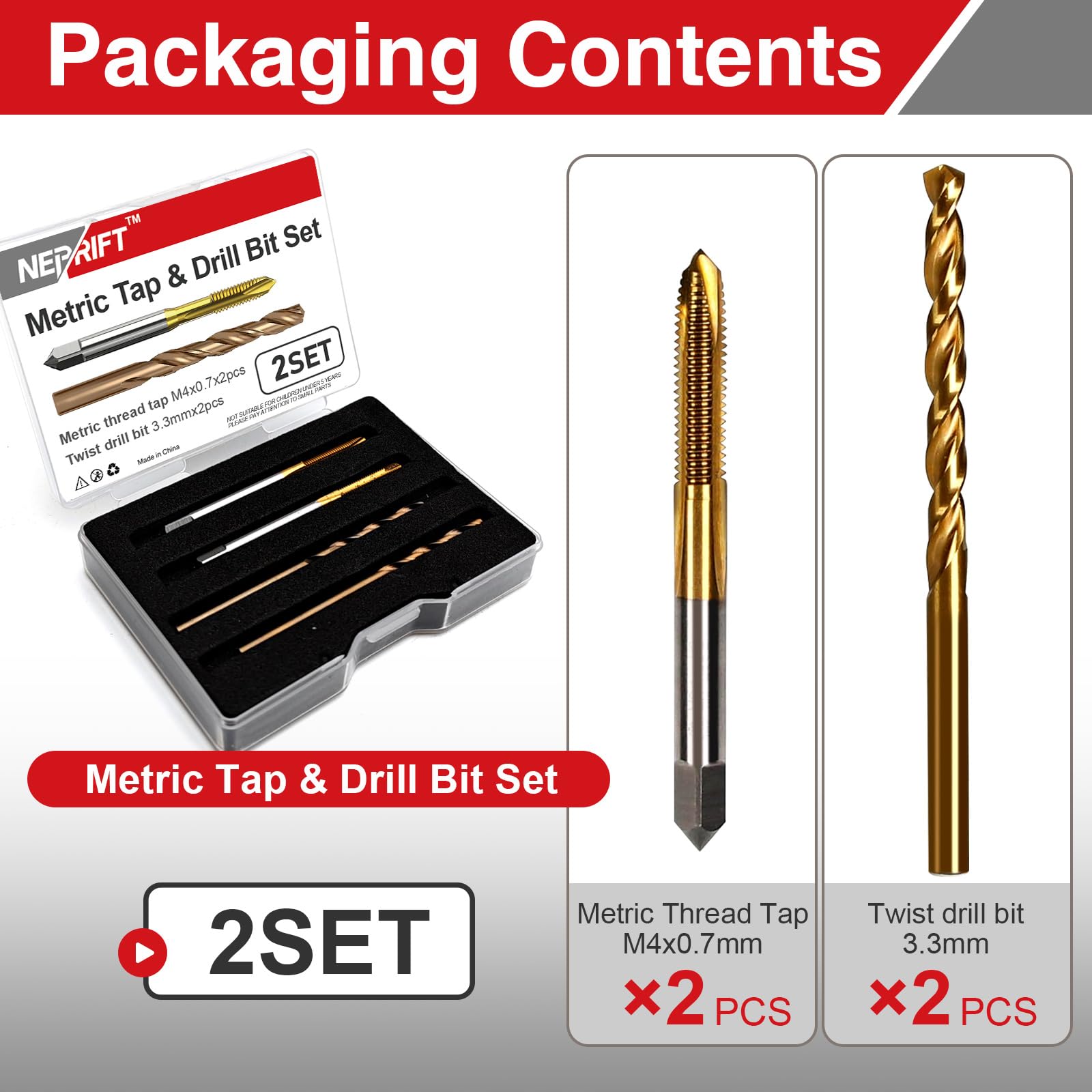 M4 Tap & M35 Cobalt Drill Bit Set - Heavy Duty -2 M4 Tap & M35 Cobalt Drill Bit Set - Heavy Duty -2