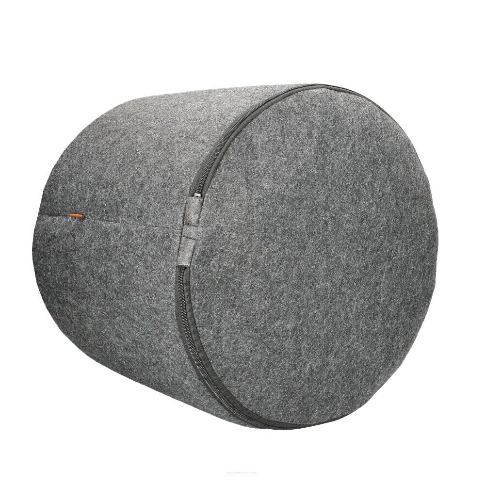 Pouf en feutre Bertoni 40 x 40 cm Rond Anthracite Housse amovible Lavable