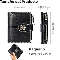 FOXER Cartera De Cuero Para Mujer, Pequeña Billetera Plegable Acolchada, Tarjetero (negro2), Negro2, Classic