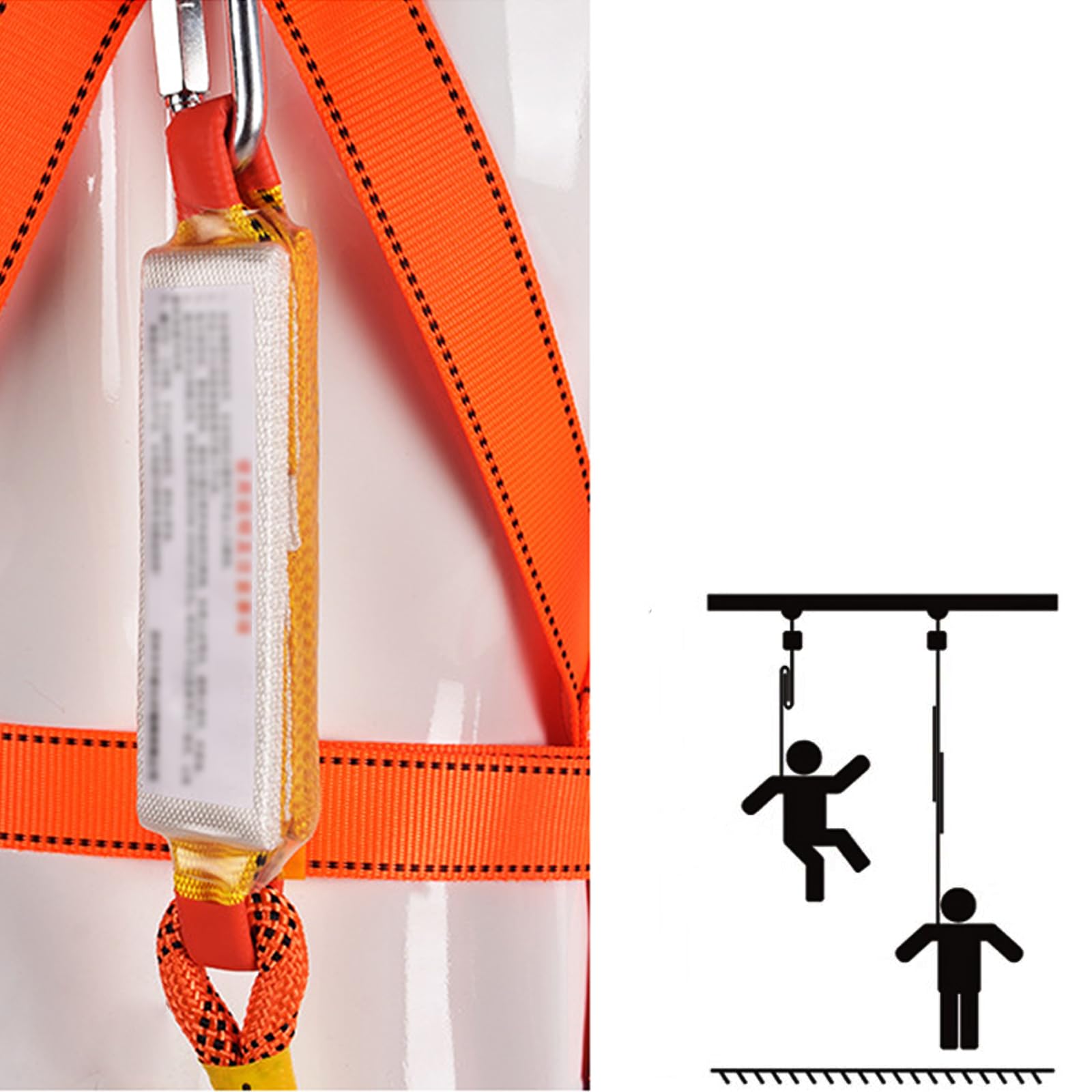 Conjunto Arnés Anticaídas: Arnés de 5 Puntos, 2 Ganchos, 2m de Cuerda de Seguridad, Dispositivo de Captura + Regalo: Chaleco Reflectante y Mochila