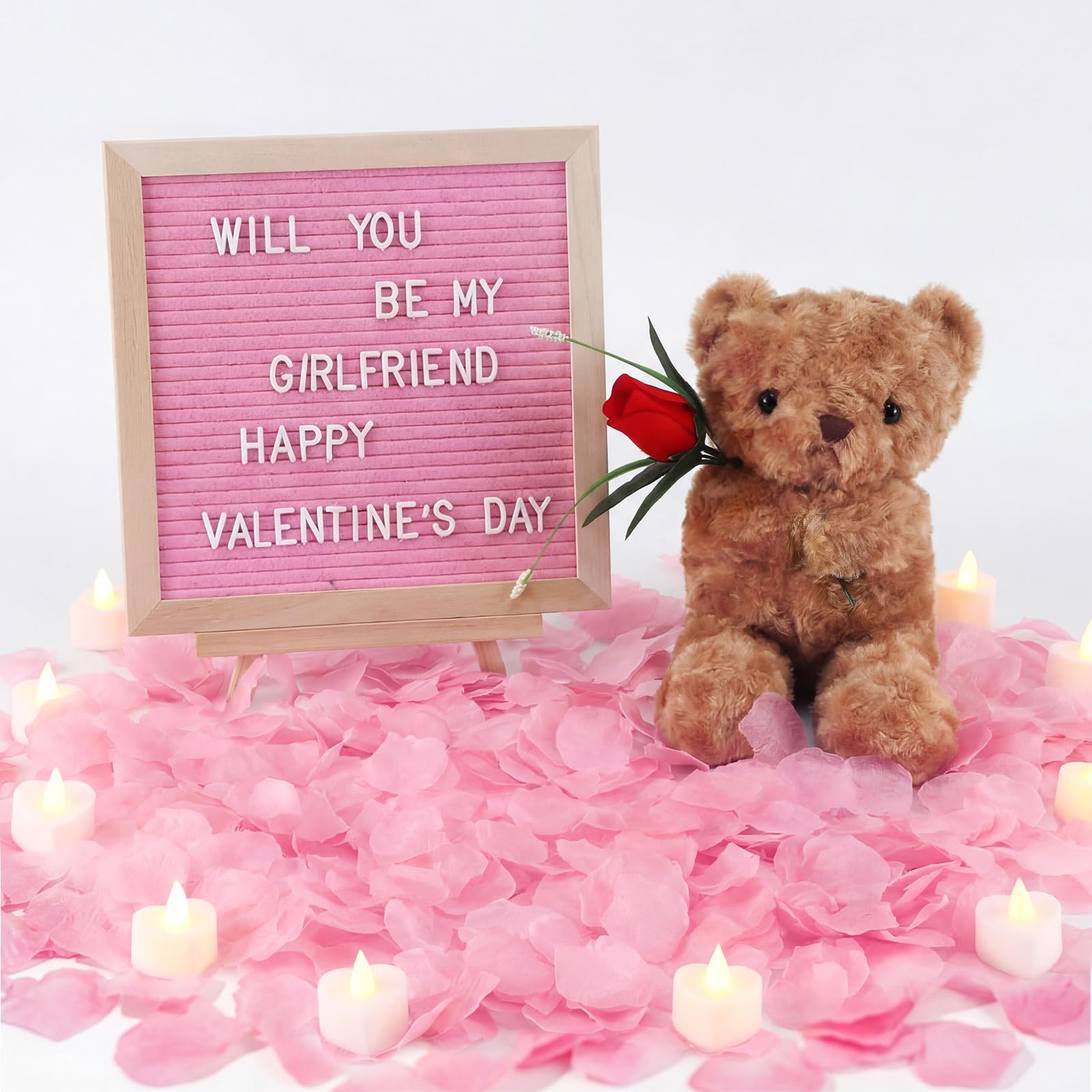 Panneau romantique Will You Be My Girlfriend avec bougies LED pour demande amoureuse