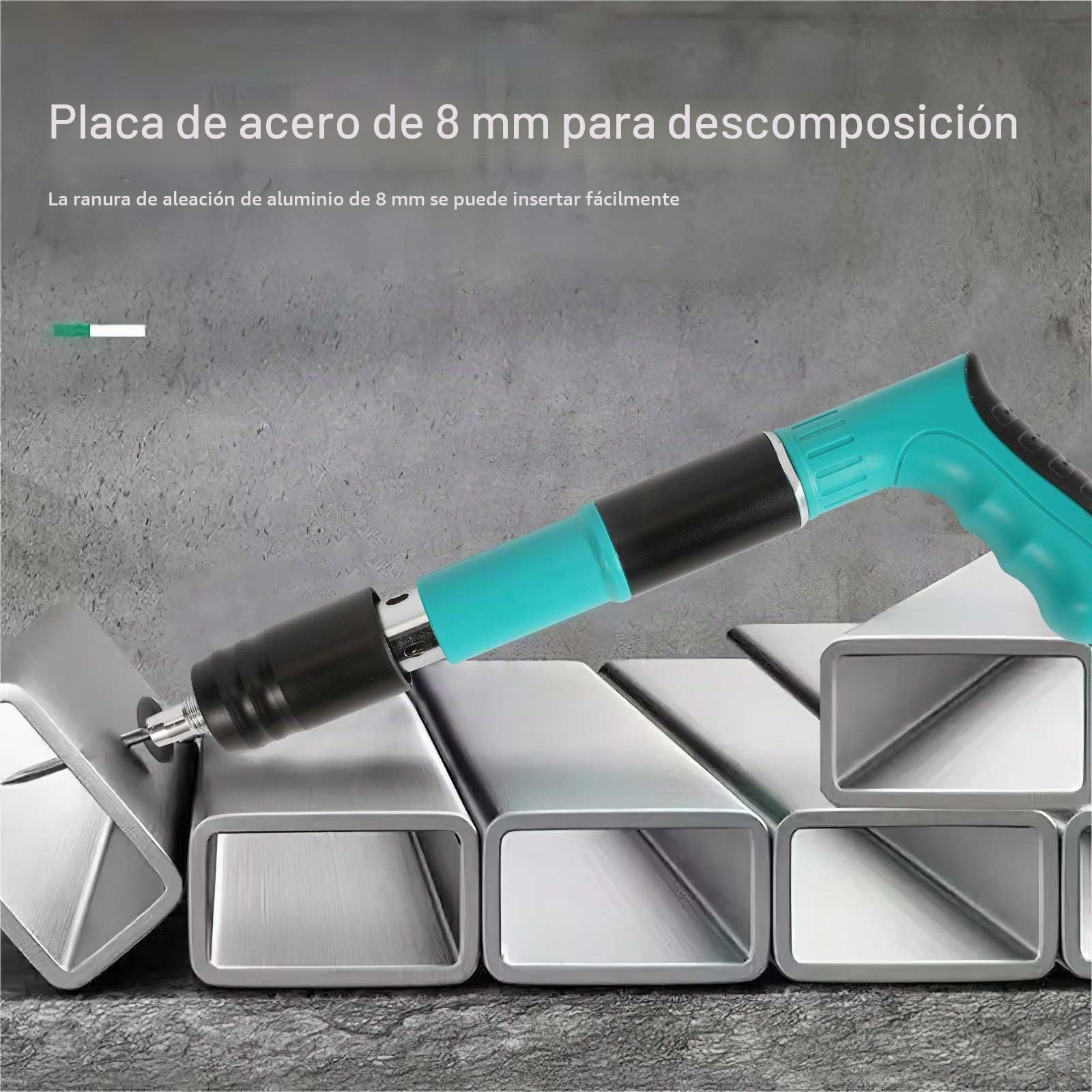 Herramienta de pistola de uñas, de acero, pistola de clavos de acero, pistola de remache, pistola neumática para acero y hormigón, silenciador, 5 velocidades, herramienta de fijación de pared para