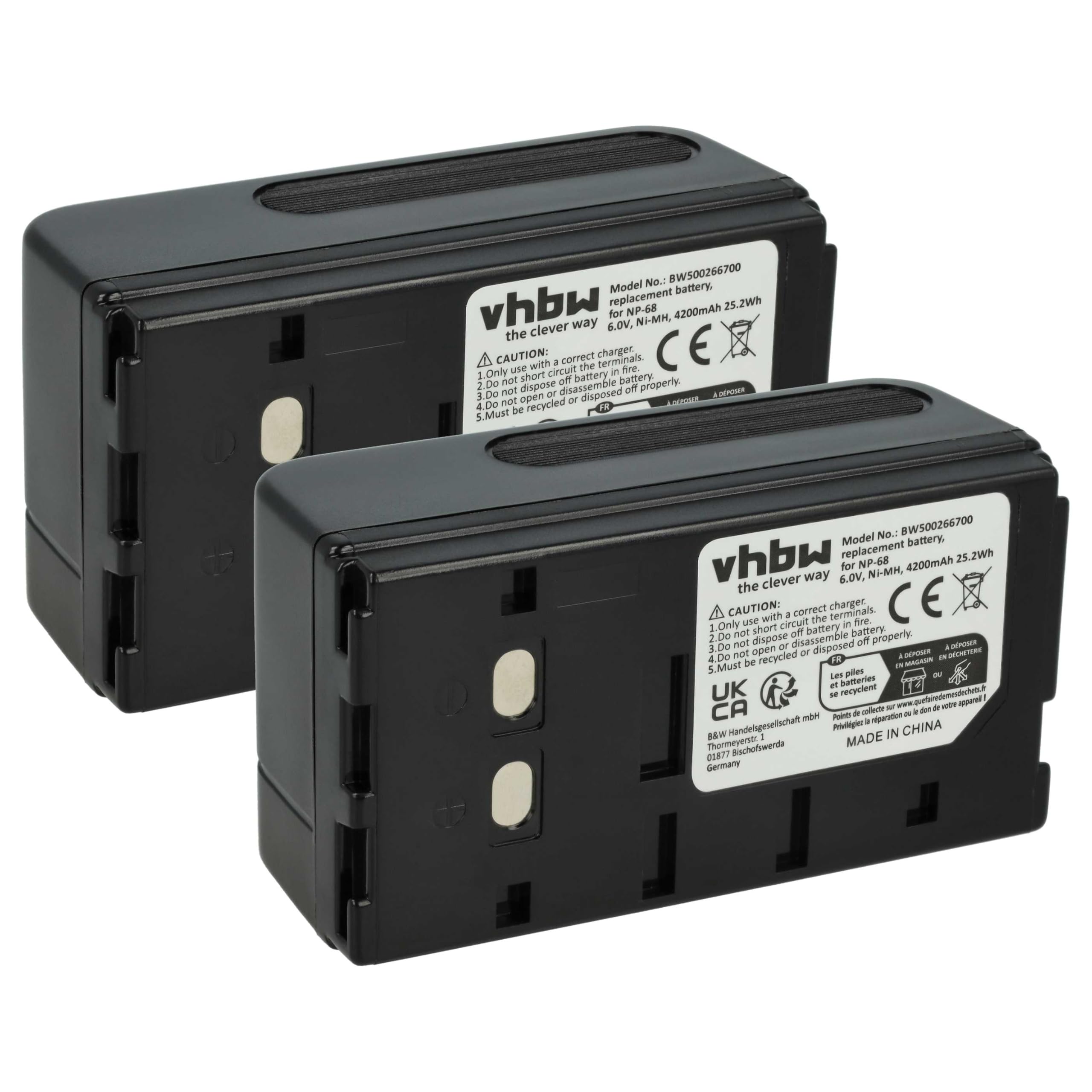 vhbw 2X Akku Ersatz für Sony NP-66