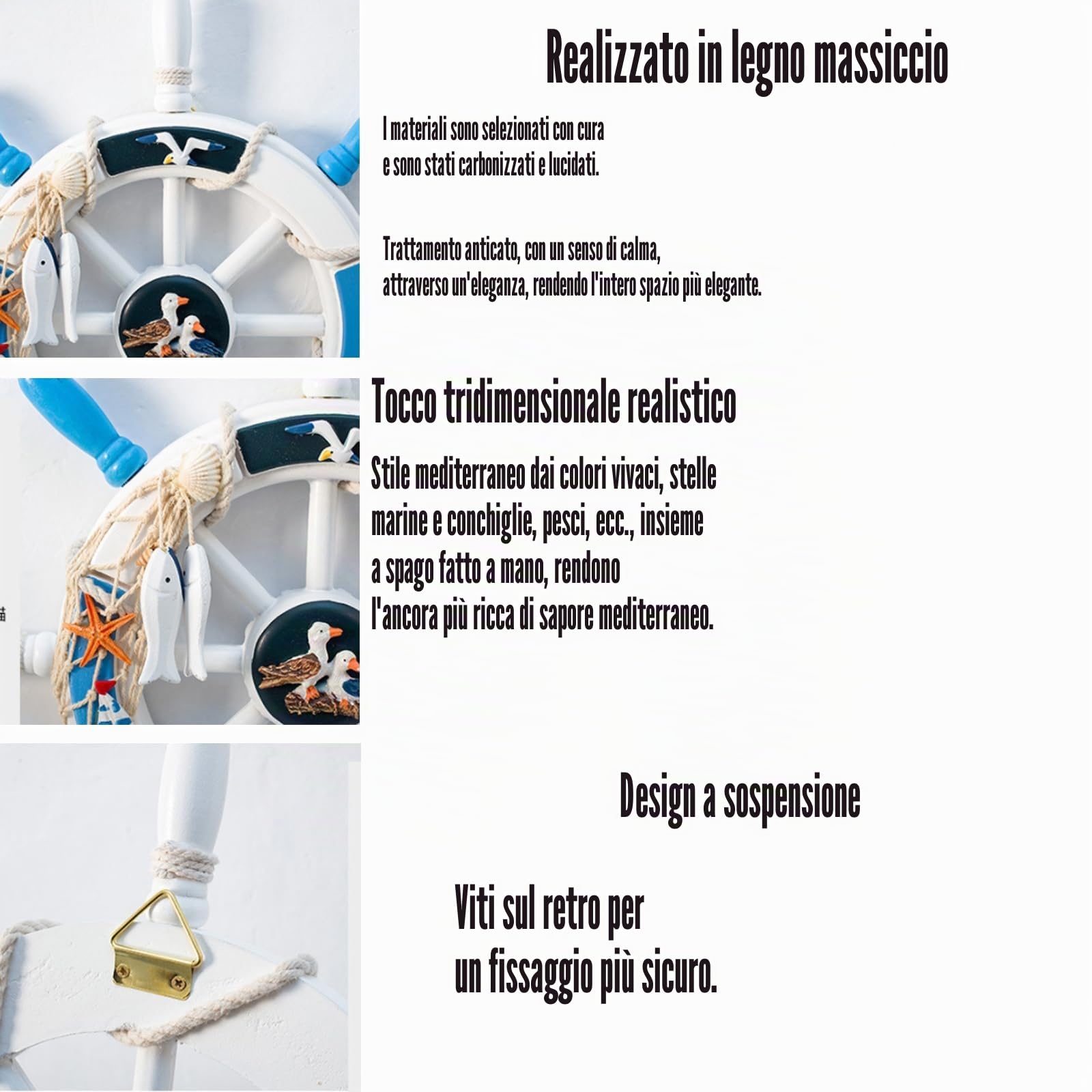 Arredamento del Volante della Barca, Arredamento Nautico, Barca Nautica timone Decorazione da Parete Ornamento Appeso, Arredamento a Parete della Ruota, per Decorazioni per la casa,A1
