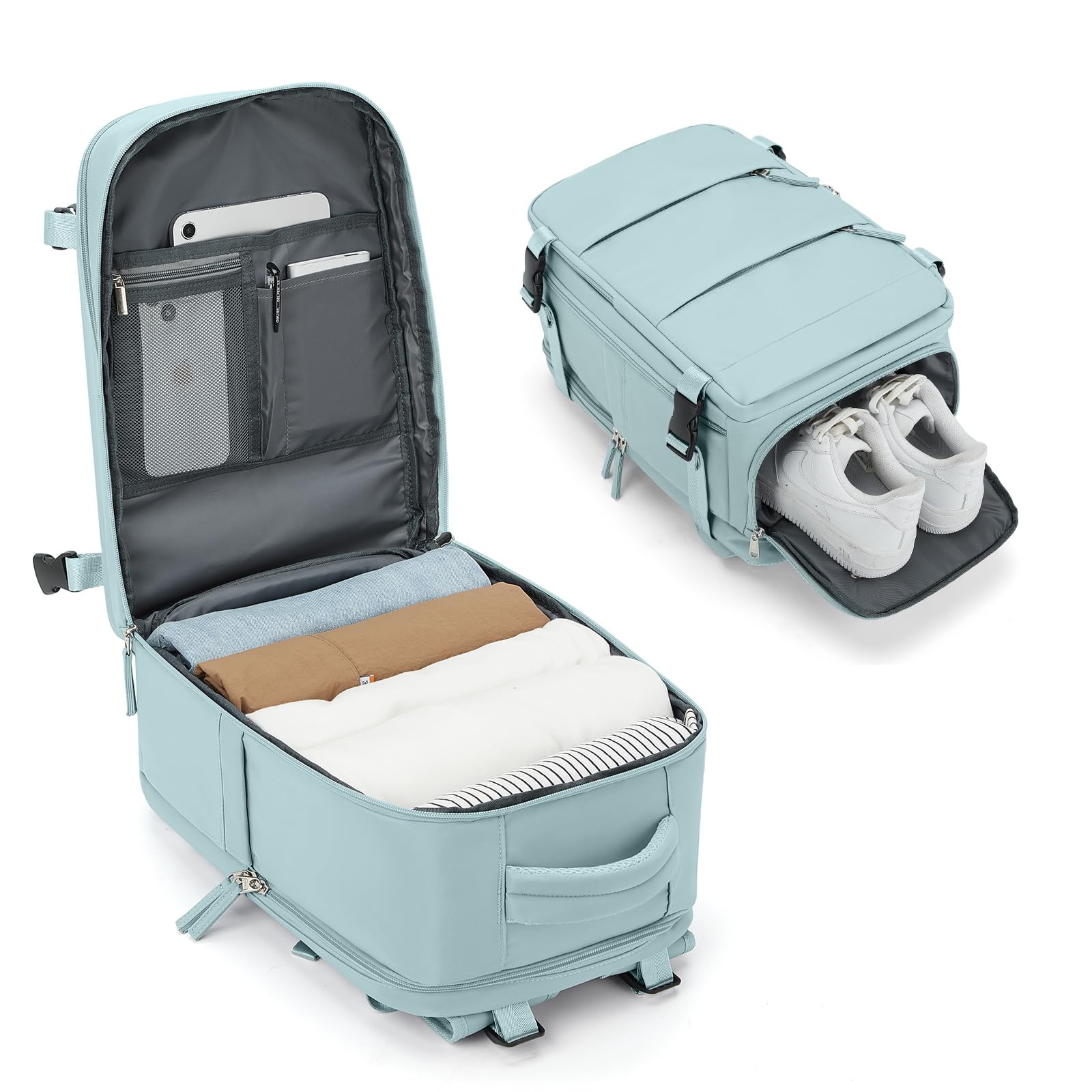 BJLFS Borse da Cabina per Ryanair 40x20x25 Zaino sottovuoto da viaggio Bagaglio a Mano con compressione sottovuoto,Zaino Easyjet 45x36x20,Zaini Casual per laptop da 14 pollici per scuola
