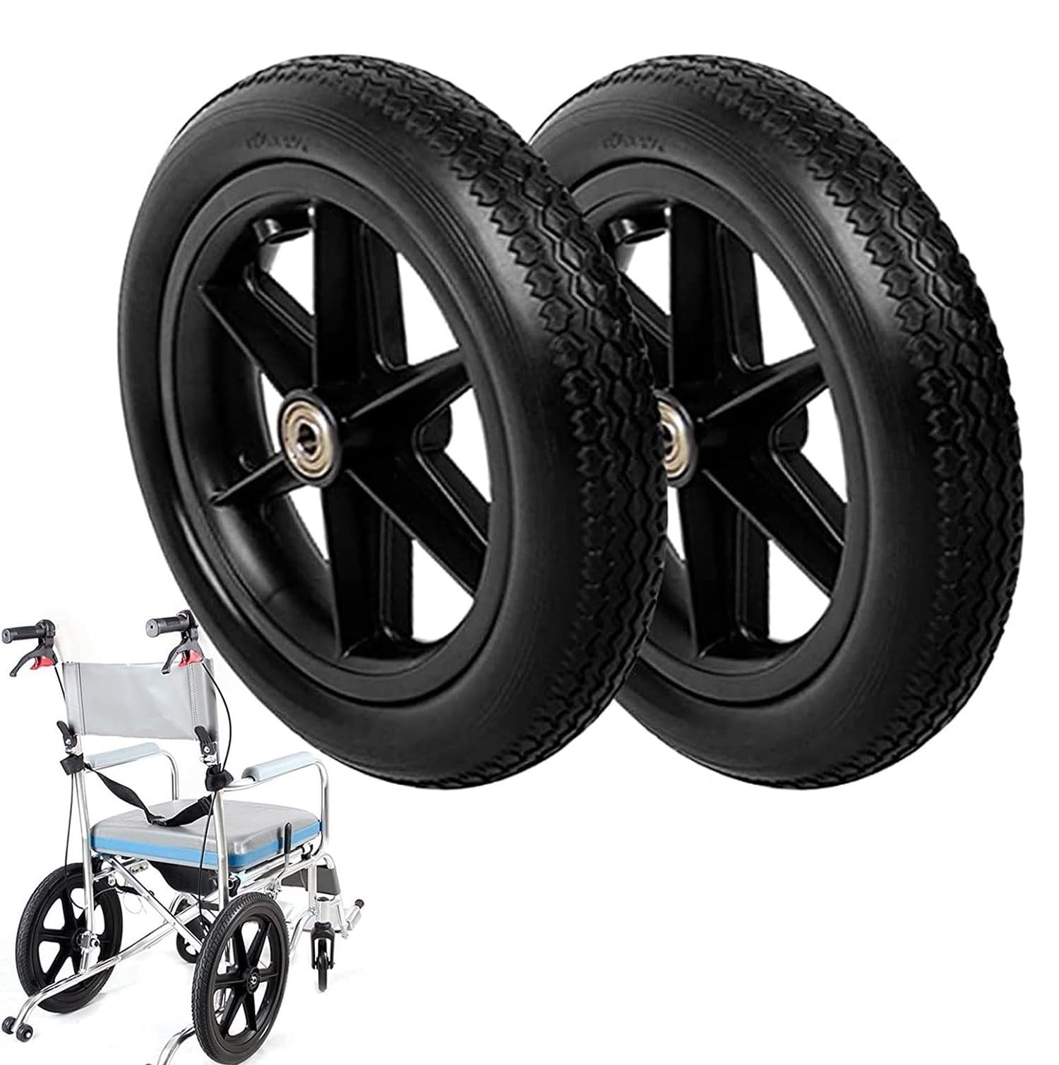 BLUEZY 12 Pulgadas Caucho Macizo Ruedas De Ruedas Traseras Rueda Antideslizante para Silla De Ruedas, Rueda Trasera de Recambio para Sillas de Ruedas Manuales, Neumáticos Sólidos B