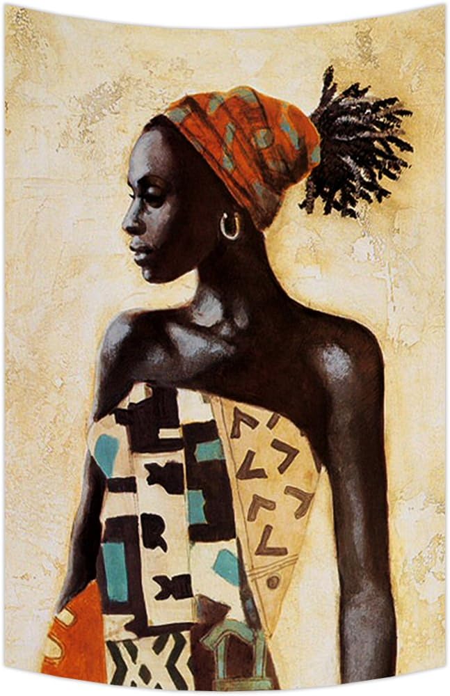 Custom African Woman Wall Art Tapestries Home Decor Wall Hanging Tapestry Size 40"x60"