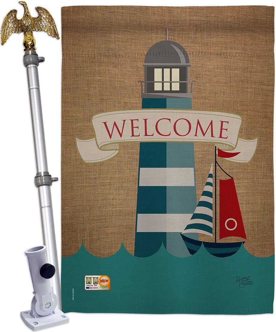 Lighthouse Sailboat House Flag Coastal Nautical Anchor Sailor Sea Shells Outdoor Summer Ocean Small Decorative Gift Yard Banner Made In USA 28 X 40