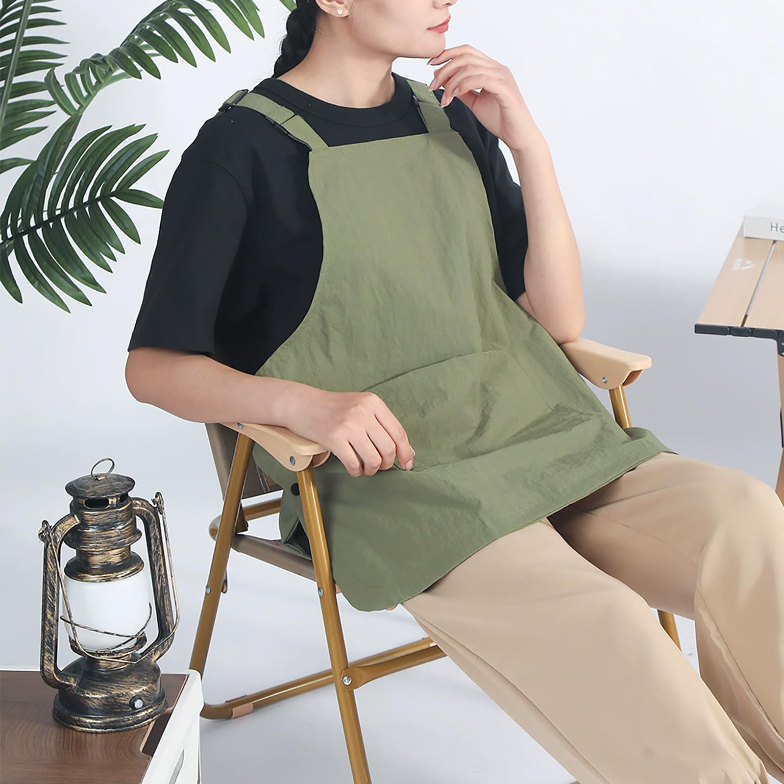 Unisex Fartuch Kuchenny Bawełniany Fartuch Regulowany Z 4 Kieszeniami - Do Noszenia Z Przodu I Z Tyłu D,One Size