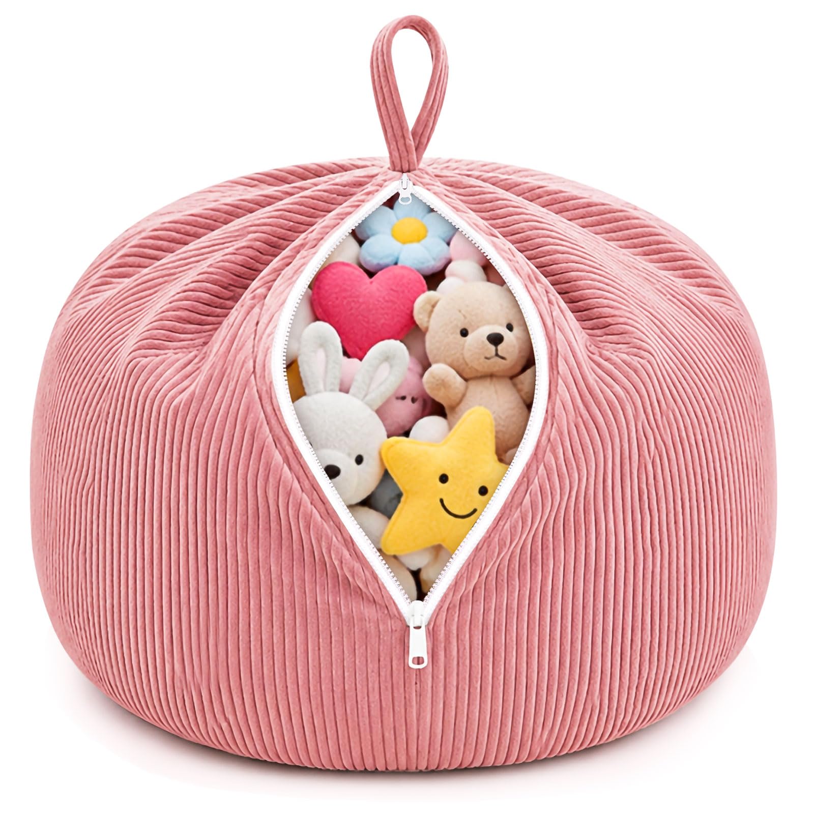 Vicloon Bean Bag Chair Cover (No Filler) for Kids and Adults, 85 x 85 x 50 cm Corduroy Lazy Bean Bags Cover for Soft Toys Storage, for Lazy Sofa, Lounge Chair, Bedroom Cushion, Pink