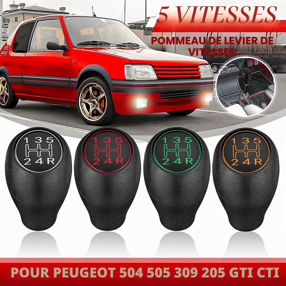 Wresetly Pommeau de levier de 5 vitesses pour 504 505 309 205 ABS argenté