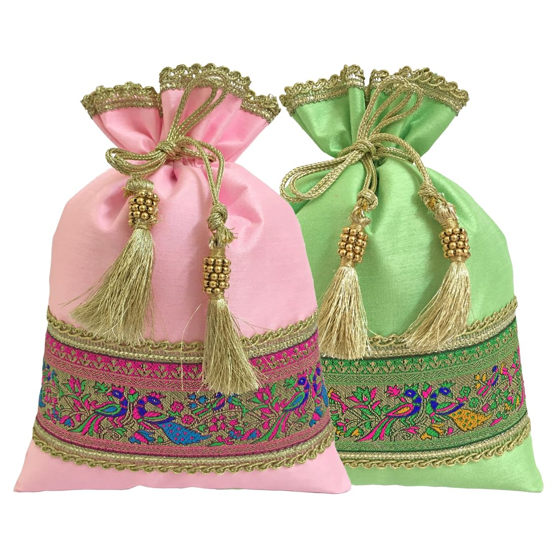 Dena Kite Brocade lace silk potli bags for return gifts. (Peacock brocade multicolor lace pouch, 10X7 Inch, 30 Pcs) (B0CH8VZLP8) Amazon Price History, Amazon Price Tracker