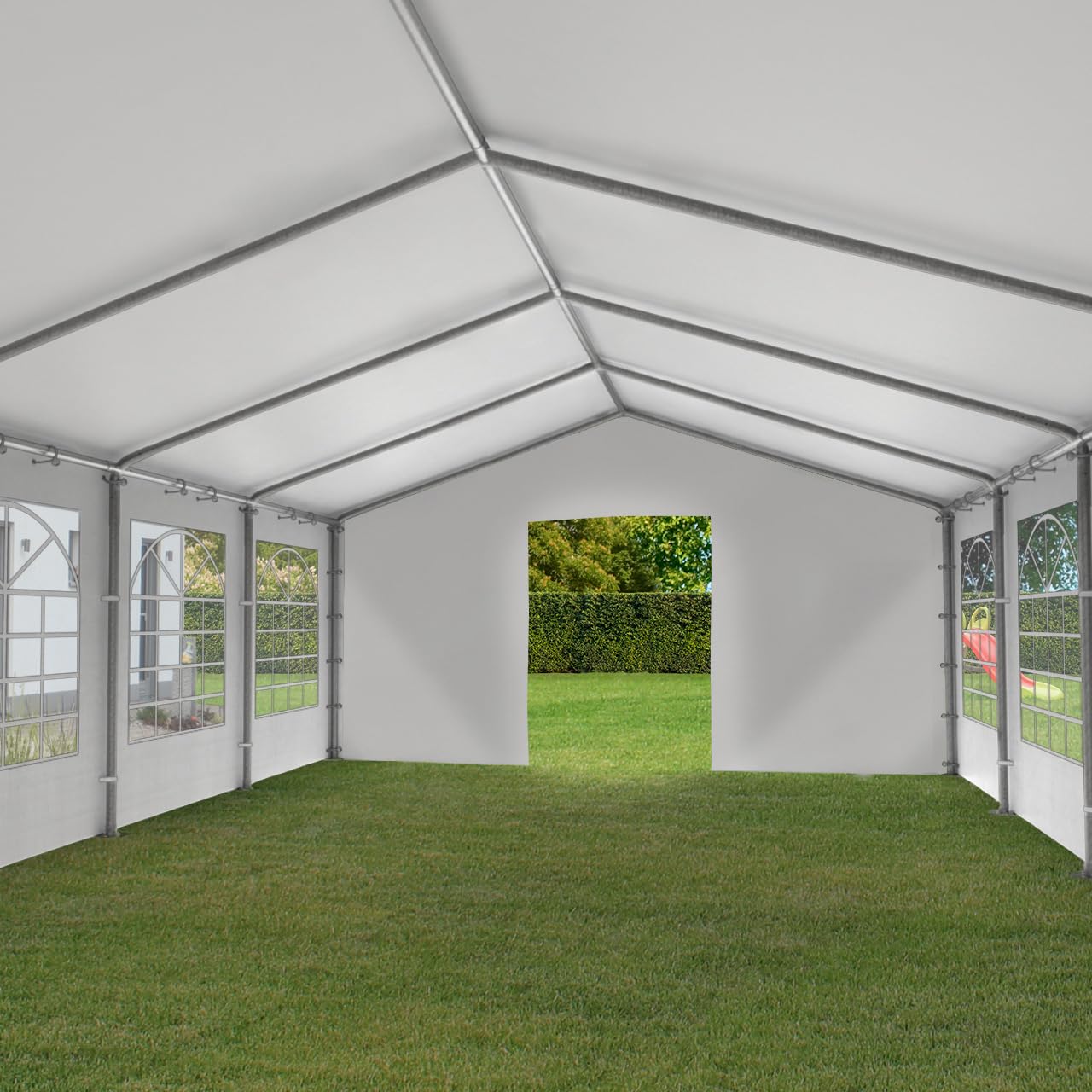 TOOLPORT Partyzelt 3x6 m Pavillon Starke PVC 600 N Plane wasserdicht und schneller Aufbau