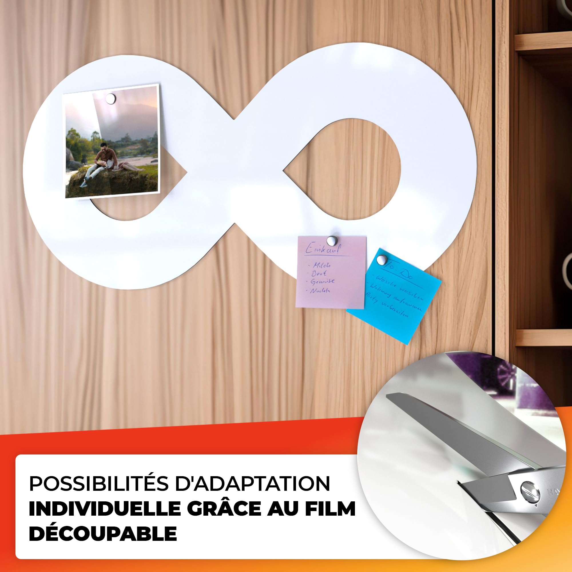 Film tableau blanc 90x120cm - Film magnétique 3M autocollant - Film tableau magnétique effaçable - Film ferro pratique blanc - Film tableau blanc y compris 4 marqueurs, grande gomme et 8 pins