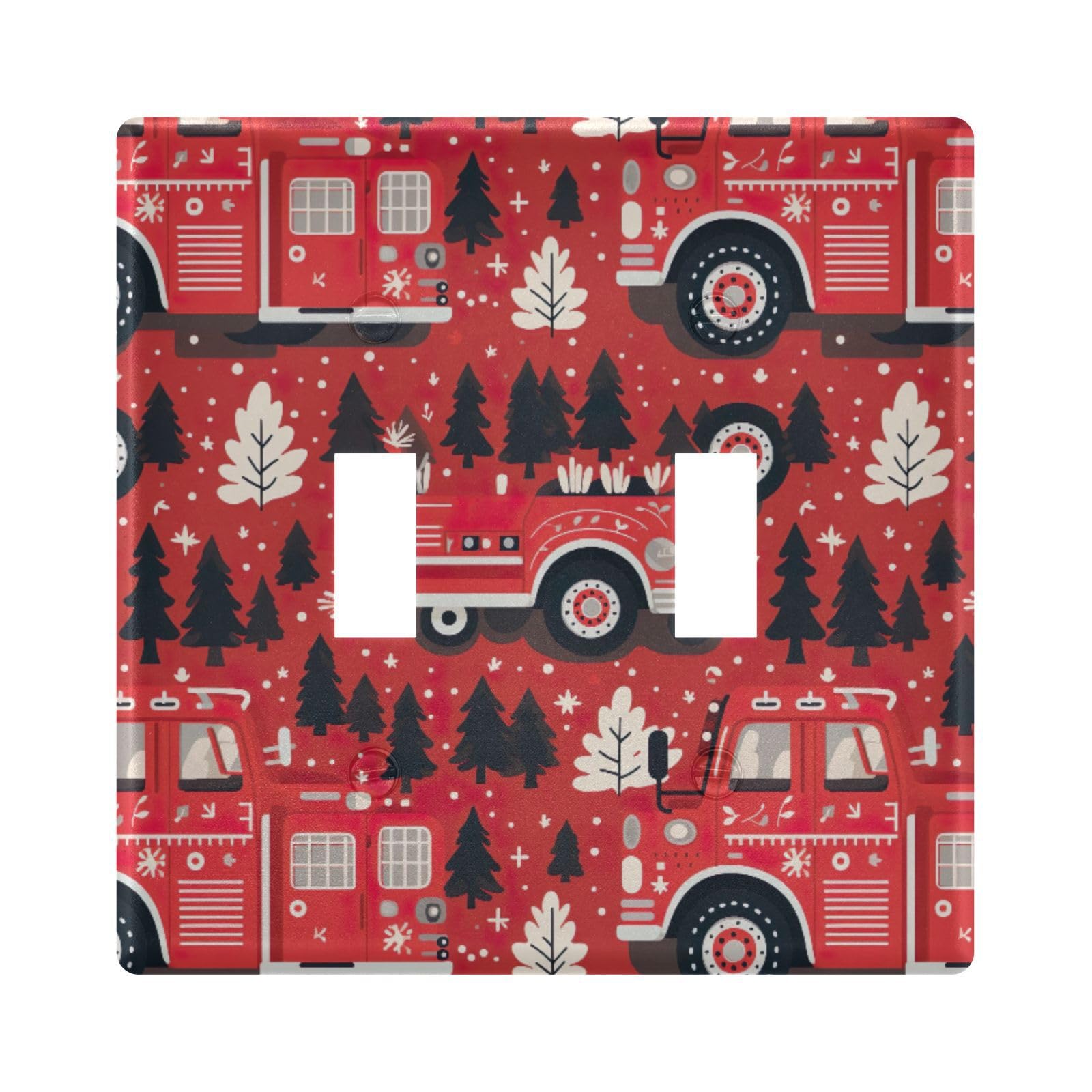 UMIRIKO Fire Truck Light Switch Cover Plate Covers Decorative Double Toggle Home Decor 202a8782