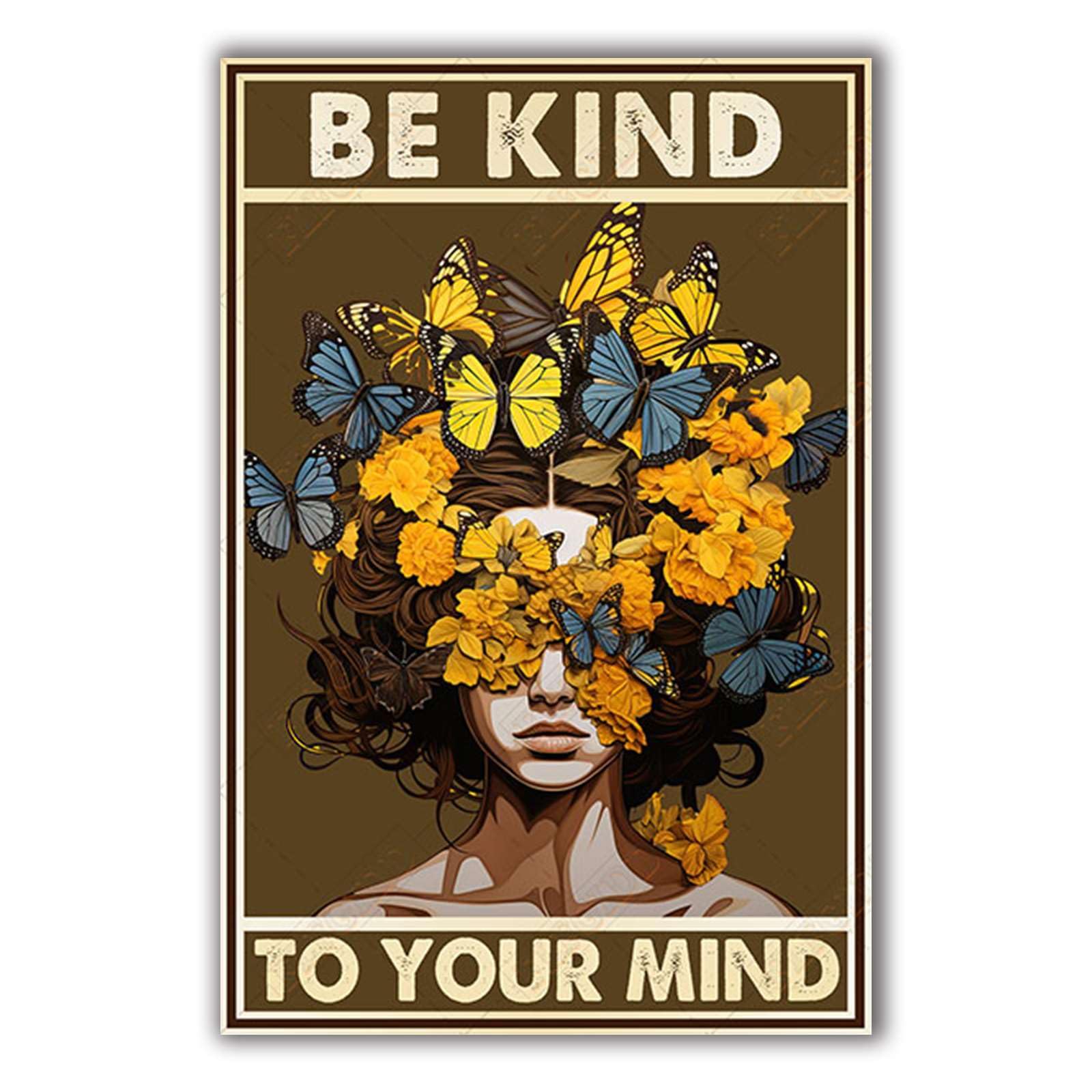 Anceky Funny Tin Signs Be Kind To Your Mind Metal Sign Vintage Wall Decor For Kitchen Home Window Outdoor Backyard 12×16 Inch