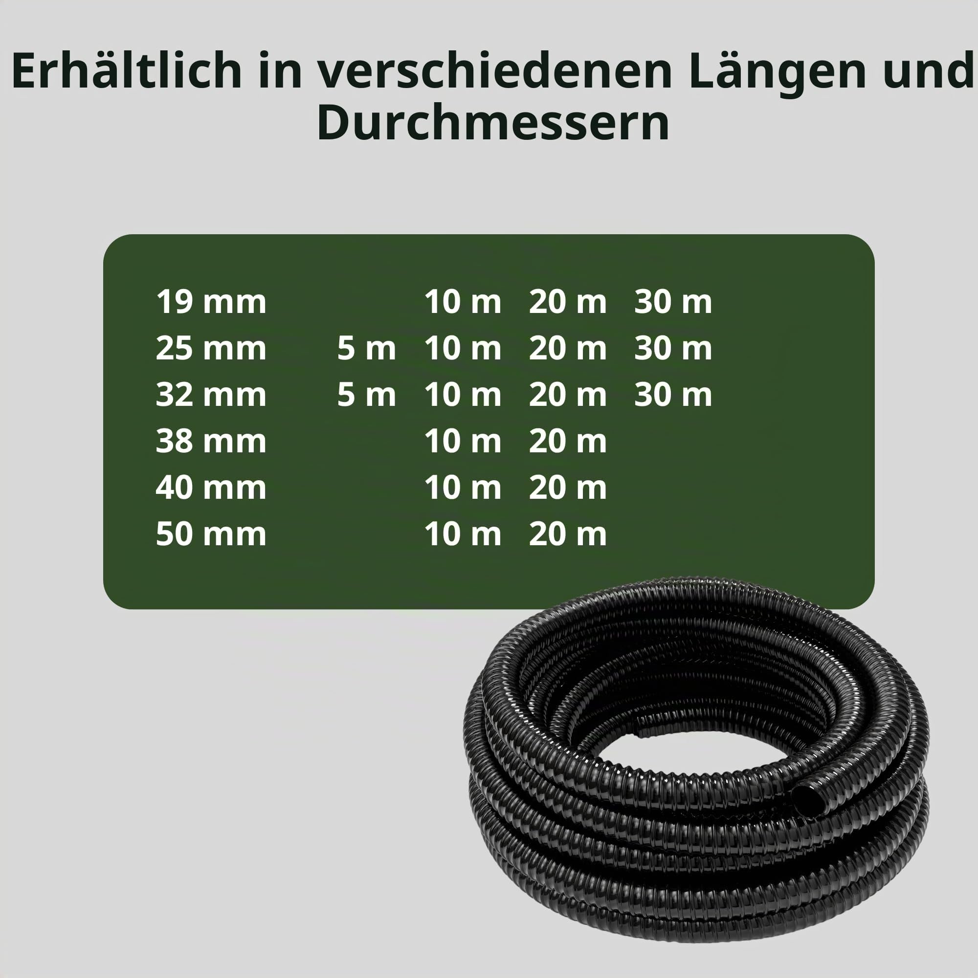 HeRo24 Spiralschlauch 38 mm – 10 m – flexibler Teichschlauch für Teiche & Bachläufe – knickfest & formstabil – ideal für Teichpumpen & Filteranlagen