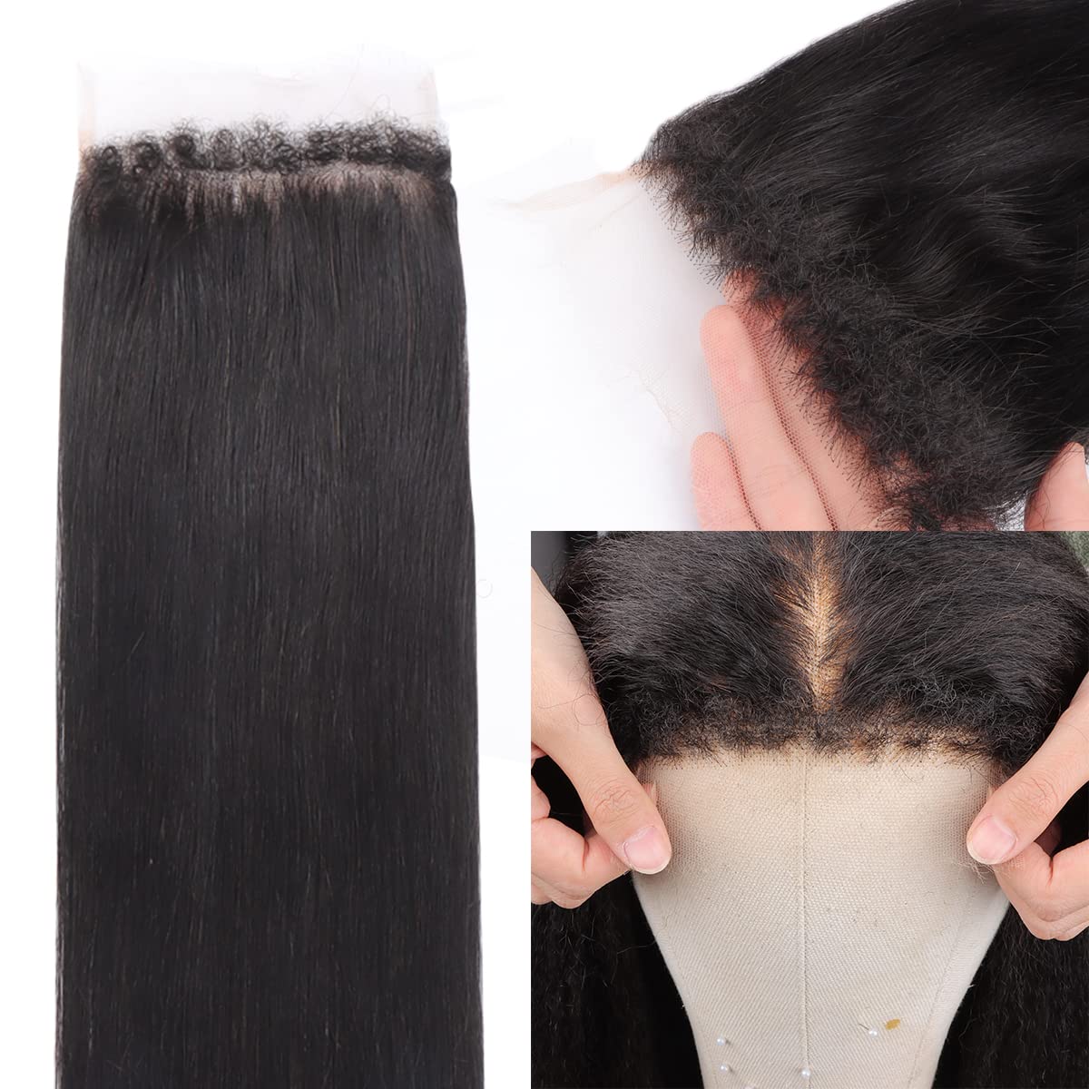 MYSHINYWIGS 13x4 Real HD Lace Frontal, Melt Hd Frontal Closure with Natural 4C Baby Hair Pre Bleached Knots Straight Hd Frontal Pre Plucked Frontal Human Hair Clean Hairline Frontal Closure 20 Inch