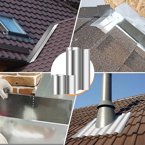 Miniatura 3 de Rollo de Sellado de Aluminio, 6'' x 50' Rollo de Metal para Techos y Jardín, Previene Manchas en Techos, Grosor de 0.019 pulgadas0.3 mm (26GA) Tira