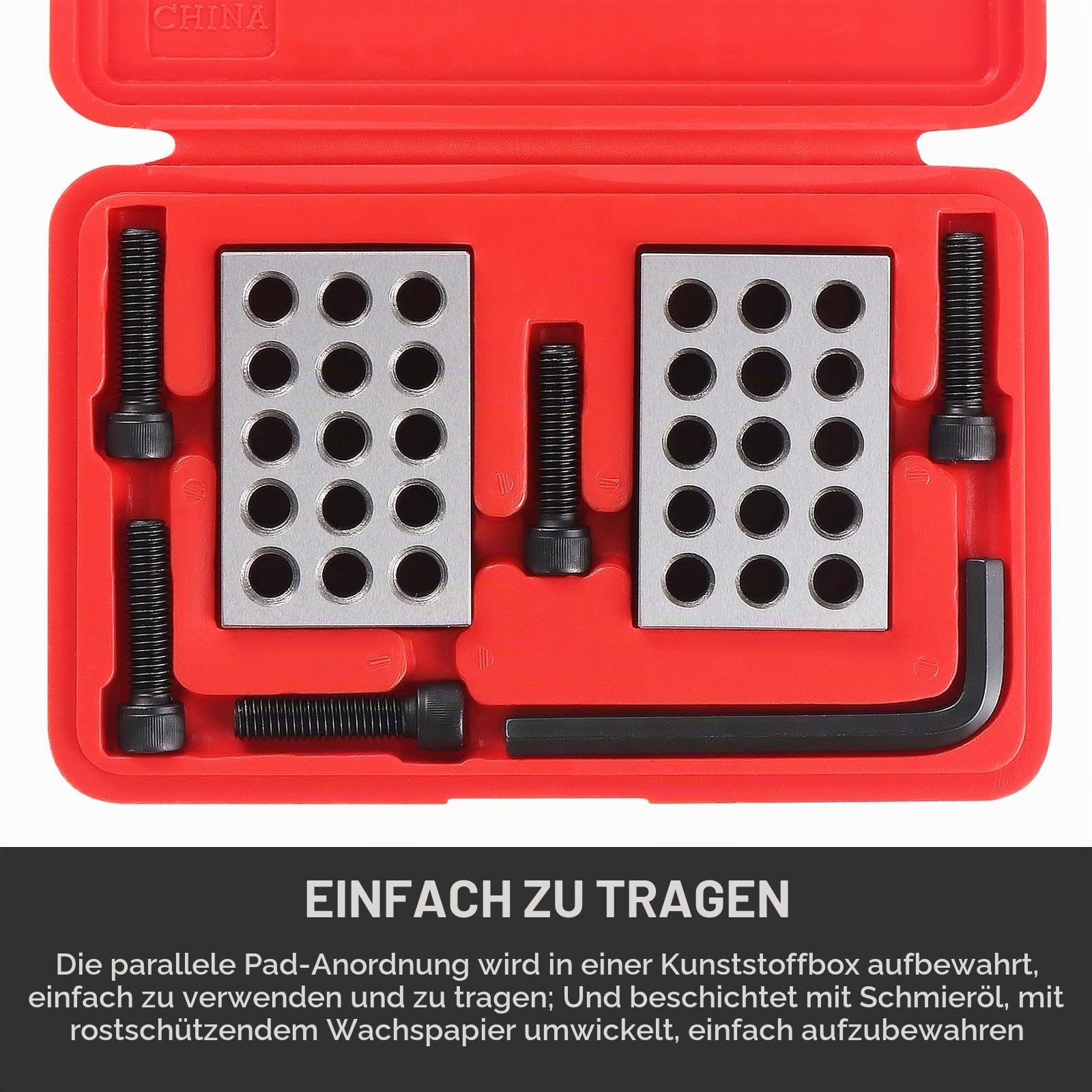 HSEAMALL 1-2-3 Blöcke Präzisionsstahl Parallelblöcke 23 Löcher 2,5 x 5,1 x 7,6 cm Maschinisten-Frässet