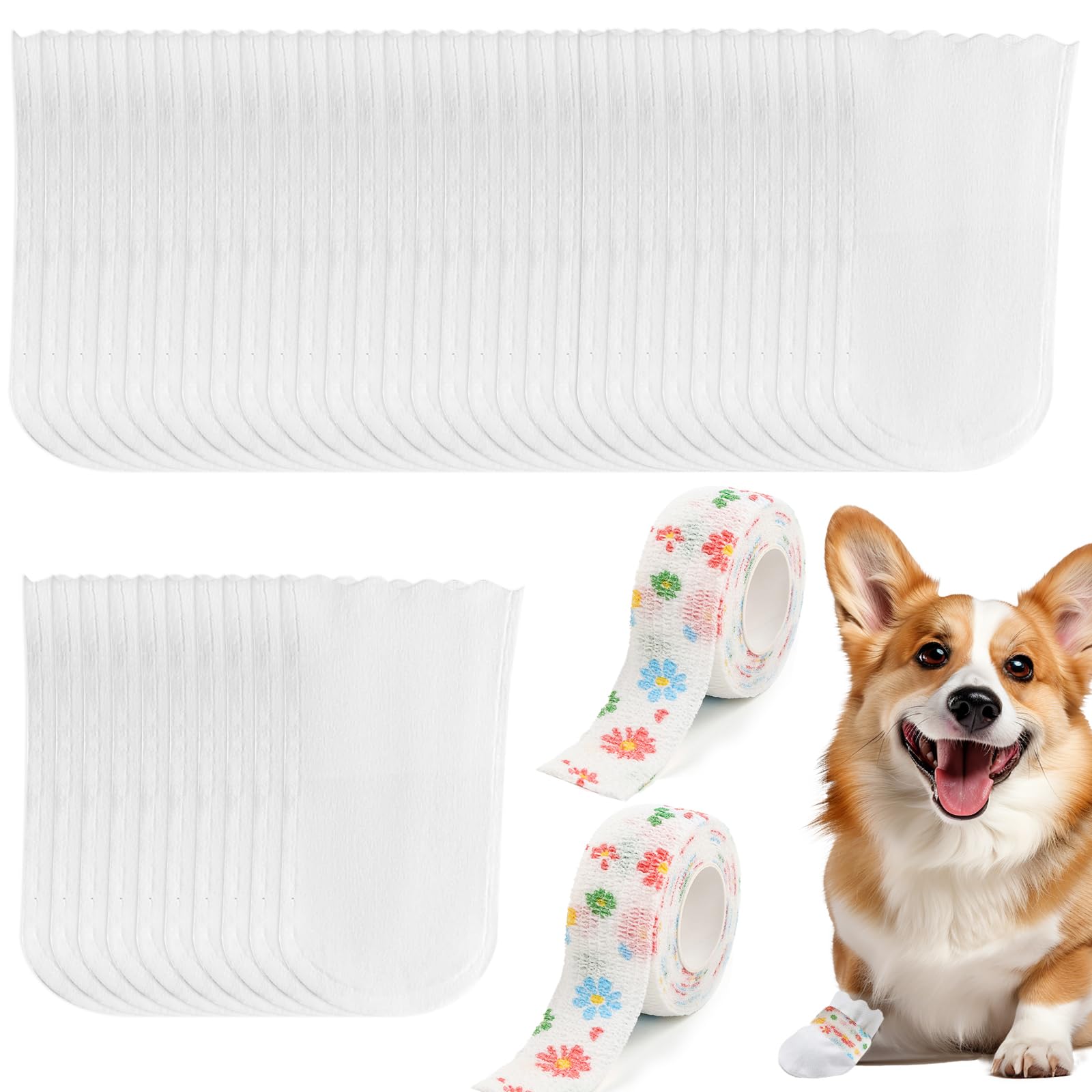 Ruiunchu 40 Pcs Dog Paw Protectors Bandages Boots Injured Paws Waterproof M