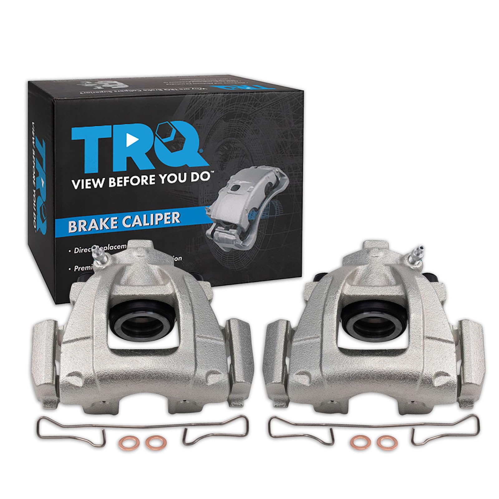 TRQ Front Brake Caliper Set Zinc Coated Brackets