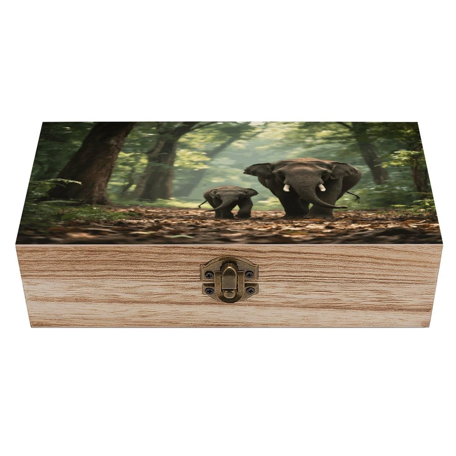 VstaDank Elephants Wooden Storage Box Decorative Jewelry Case with Lids Exquisite Wood Box Letters Gifts Acacia Wood Boxes Fashion Wooden Keepsake Boxes for Men Women
