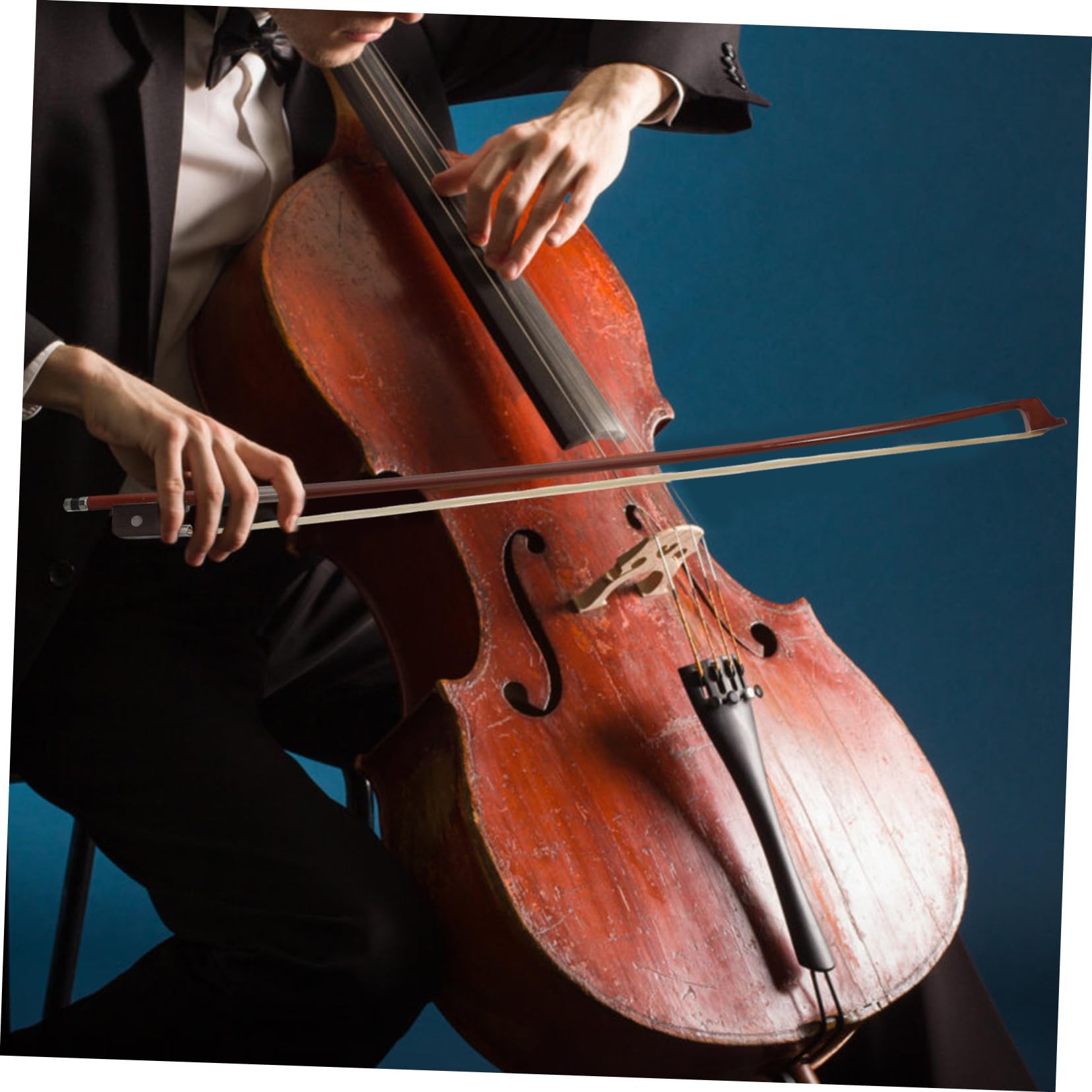 TOYANDONA Archetto Crine di Cavallo Marrone per Violoncello in Legno Peso Moderato Design Semplice, per Principianti e Studenti