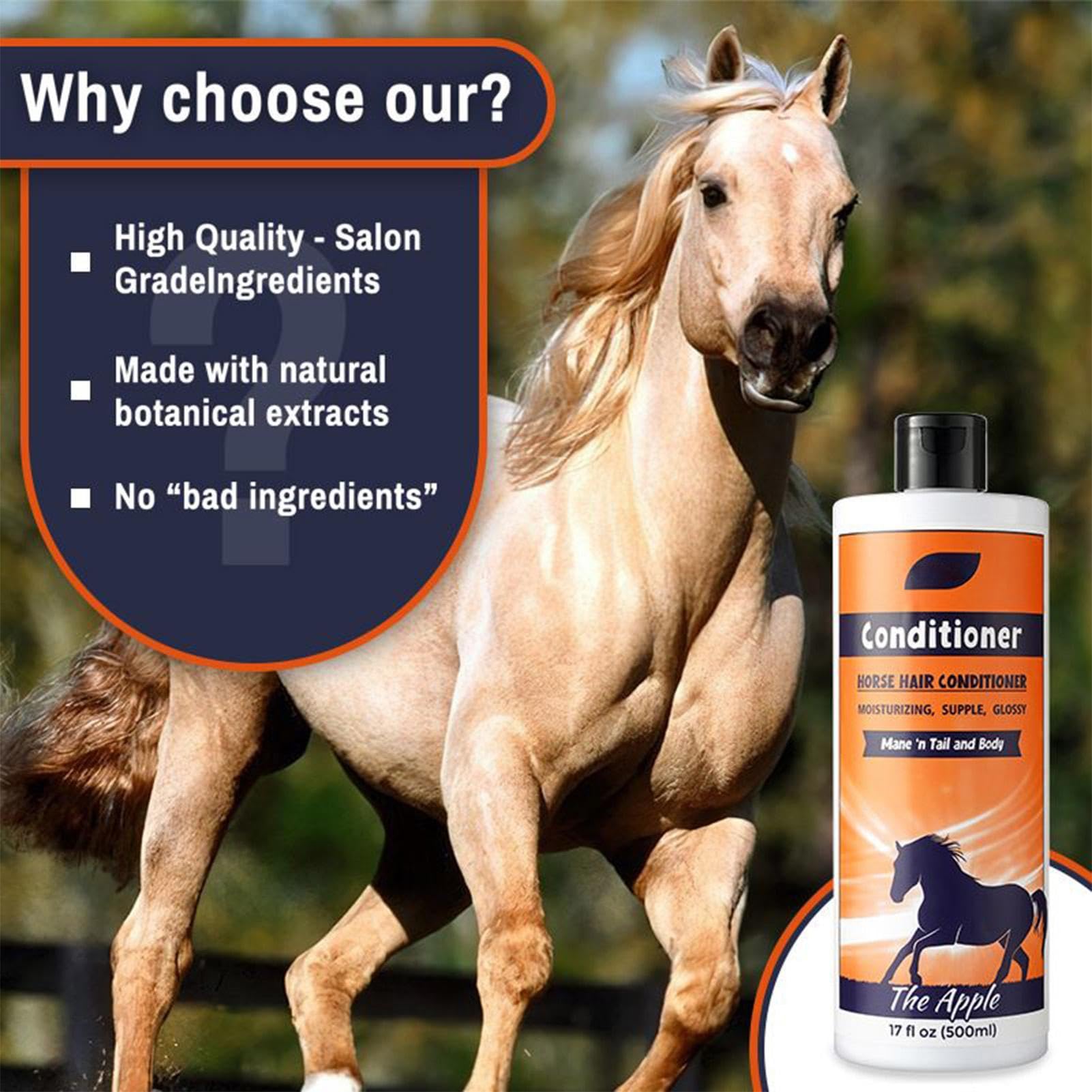 Champú para caballos, acondicionador de melena y popa, 500 ml de melena y cola natural, limpiador de abrigo, accesorios para el cuidado de caballos, añadir brillo, desenredar, eliminar la