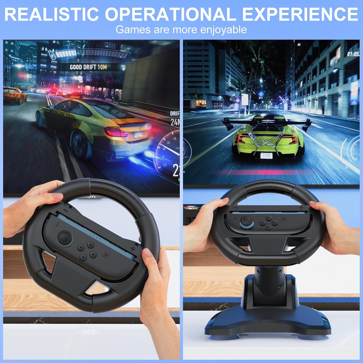 LANCUBE Racing Steering Wheel for Switch, OLED & Switch 2, Elevate Your Game with Ultimate Stability & Control for Mario Kart Racing,Black - Image 6