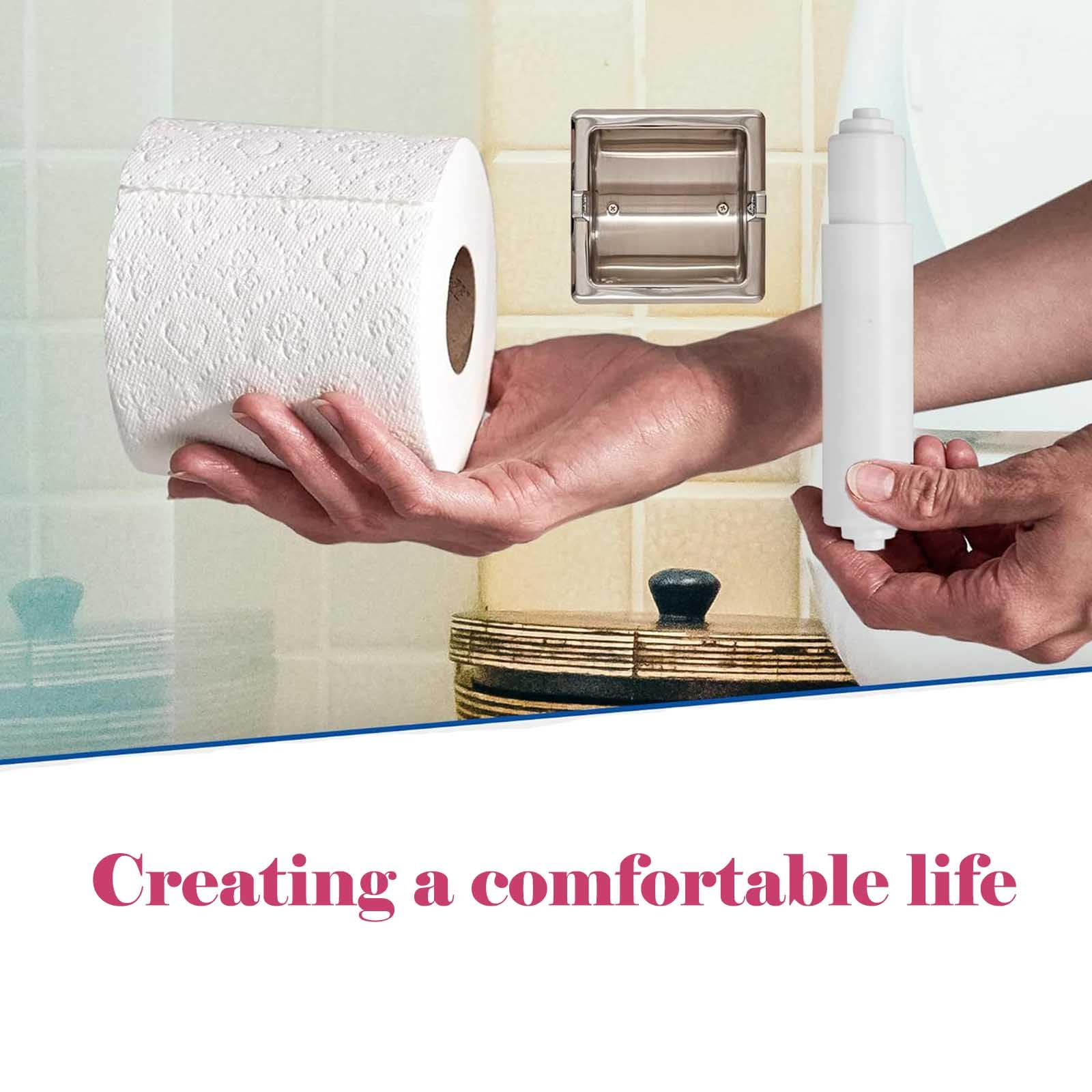2 Pack White Toilet Paper Holder,Plastic Toilet Tissue Roll Holder Insert in Household Restaurant Toilet Replacement Roller Spring Loaded Rod — Amazon image 7