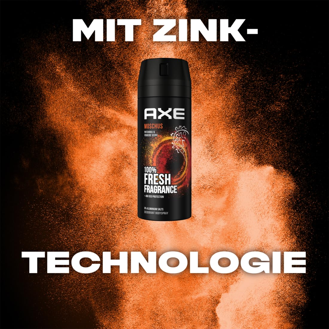 AXE Desodorante en spray de almizcle, 8 x 150 ml, desodorante en aerosol, desodorante para hombre, sin aluminio, para hombre