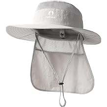 FURTALK Sun Hats for Men Women Fishing Hat with Neck Flap UPF 80+ Breathable Wide Brim Hiking Safari Summer Bucket Hats