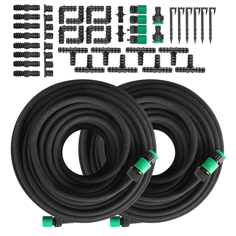 Soaker Hose Set, Drip Hose Set, 100M Irrigation Leaky Pipe