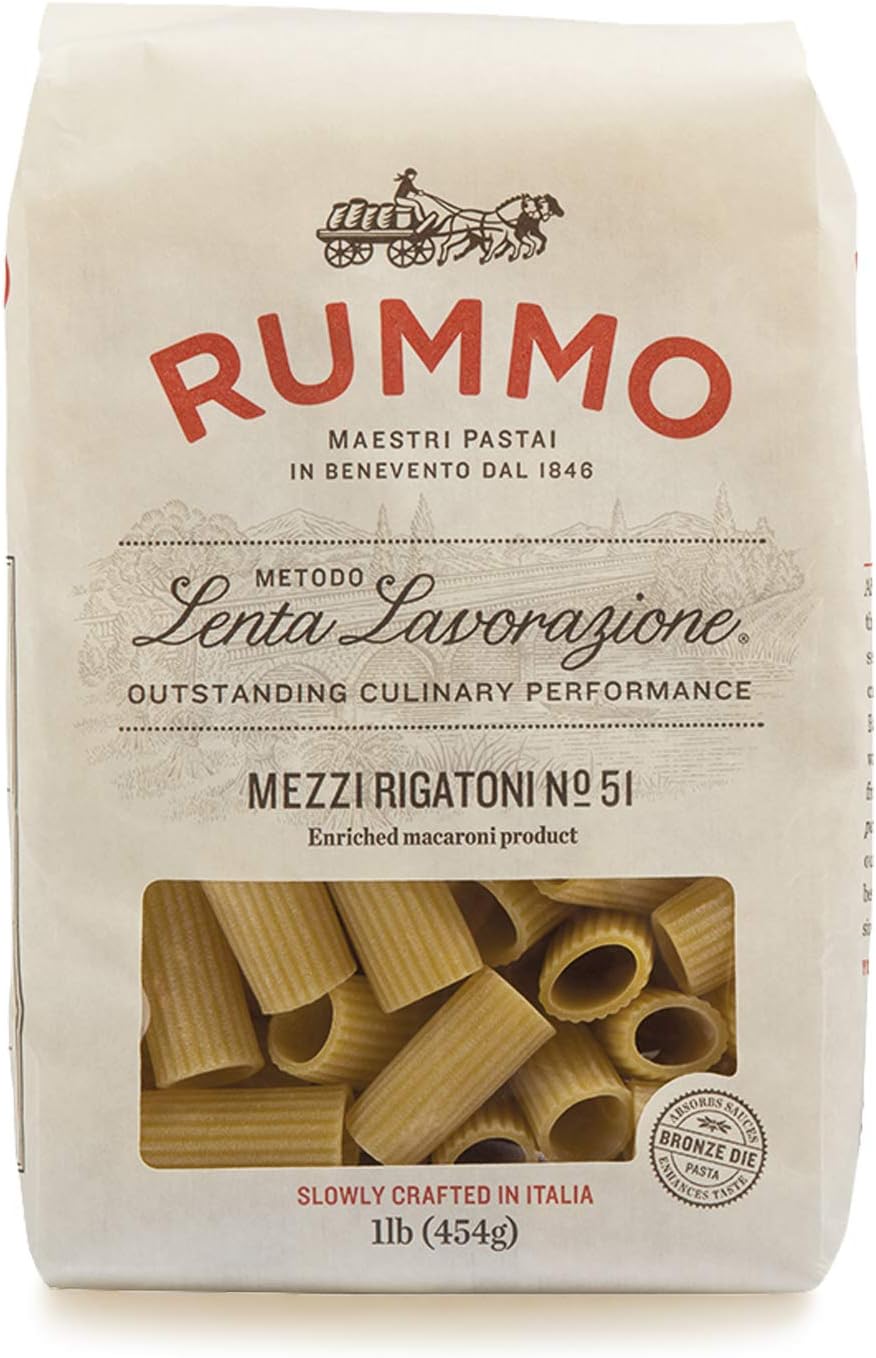 Rummo Italian Pasta Mezzi Rigatoni No.51, Always Al Dente