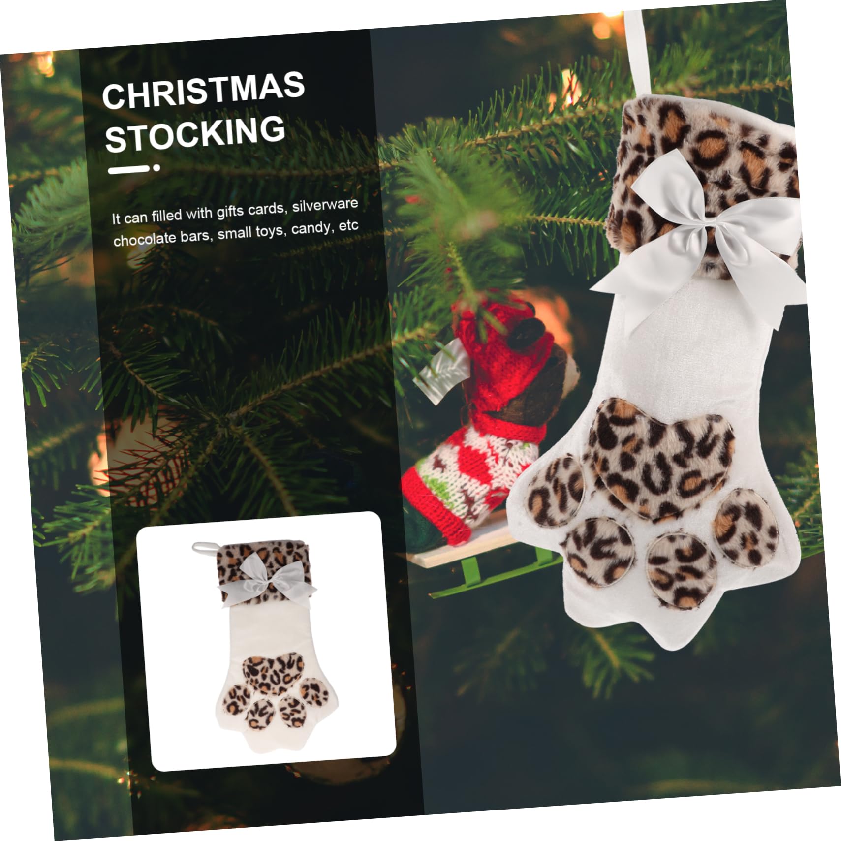 Weihnachtsstrumpf Mit Katzenkrallen-Motiv - 53cm Geschenkbeutel Für Baumdekoration & Kamin